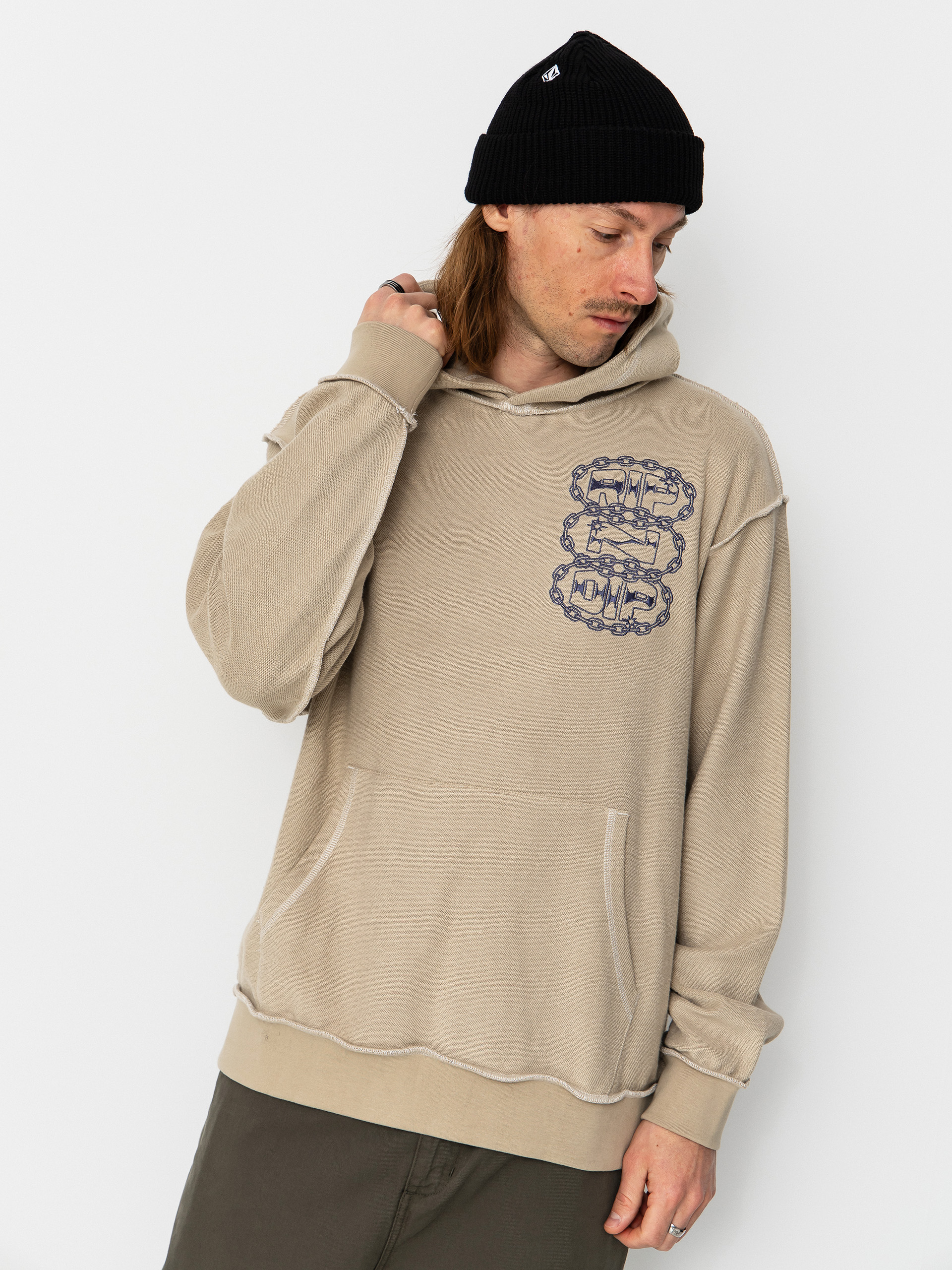 Mikina s kapucňou RipNDip Linked Up Reverse Stitched HD (khaki)
