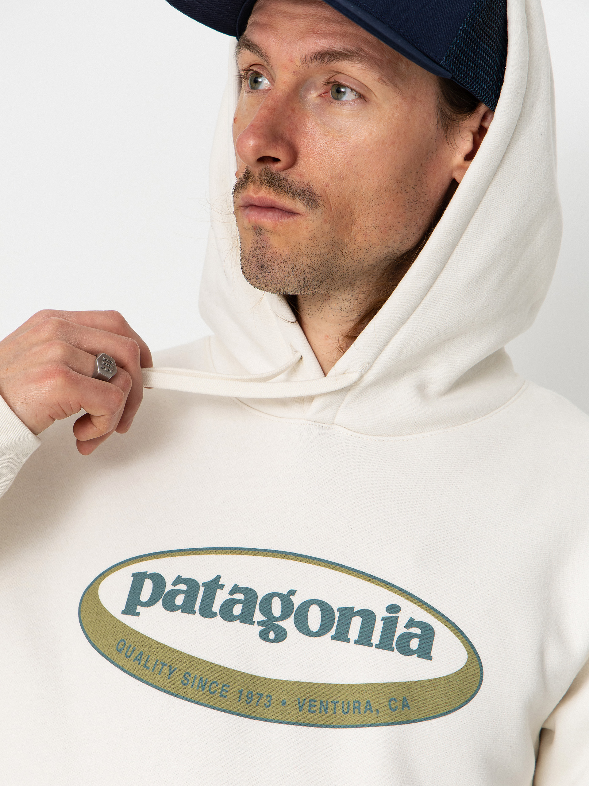 Mikina s kapucňou Patagonia 95 Oval Logo Uprisal HD (birch white)