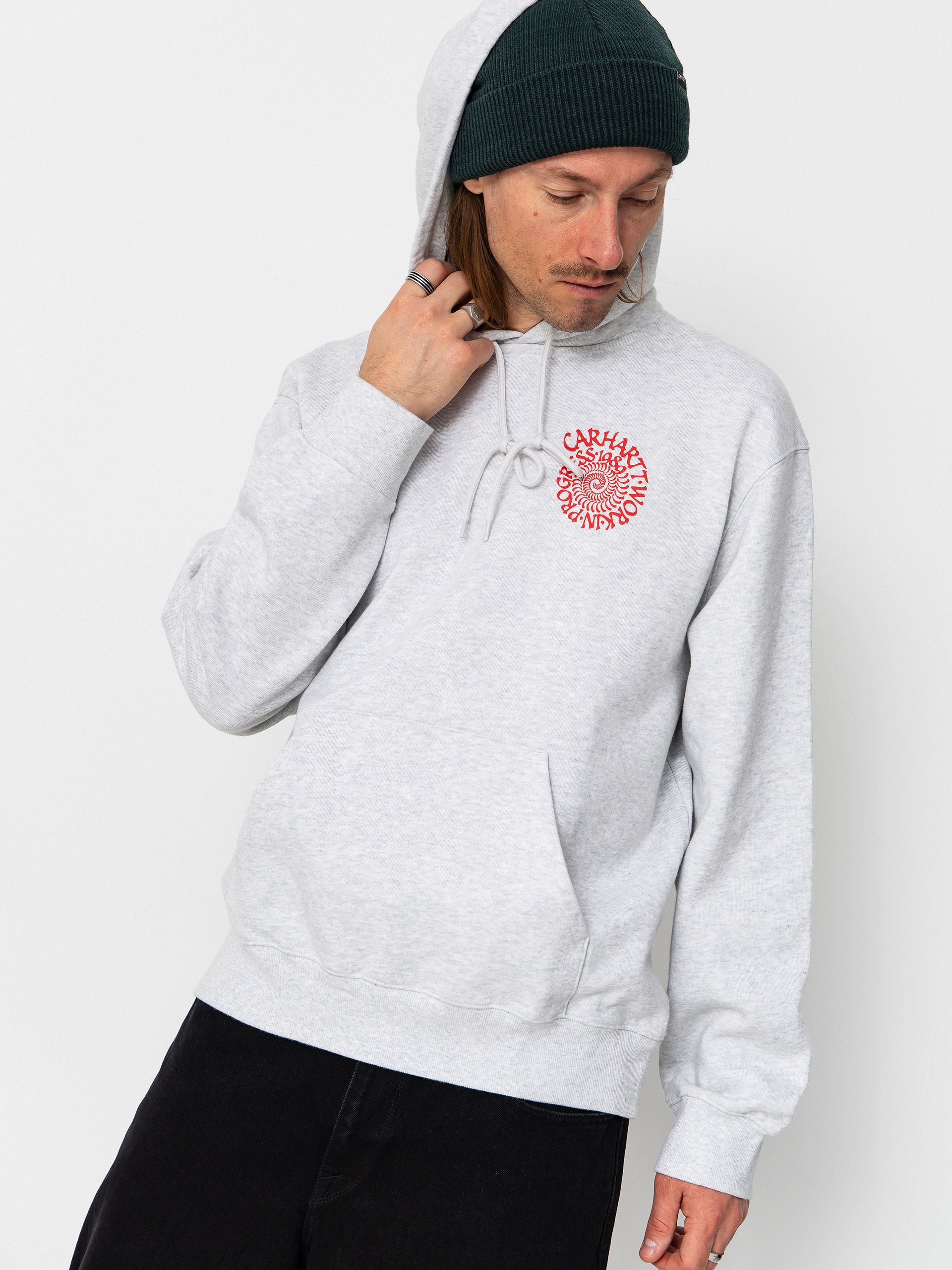 Mikina s kapucňou Carhartt WIP Spiral HD (ash heather)