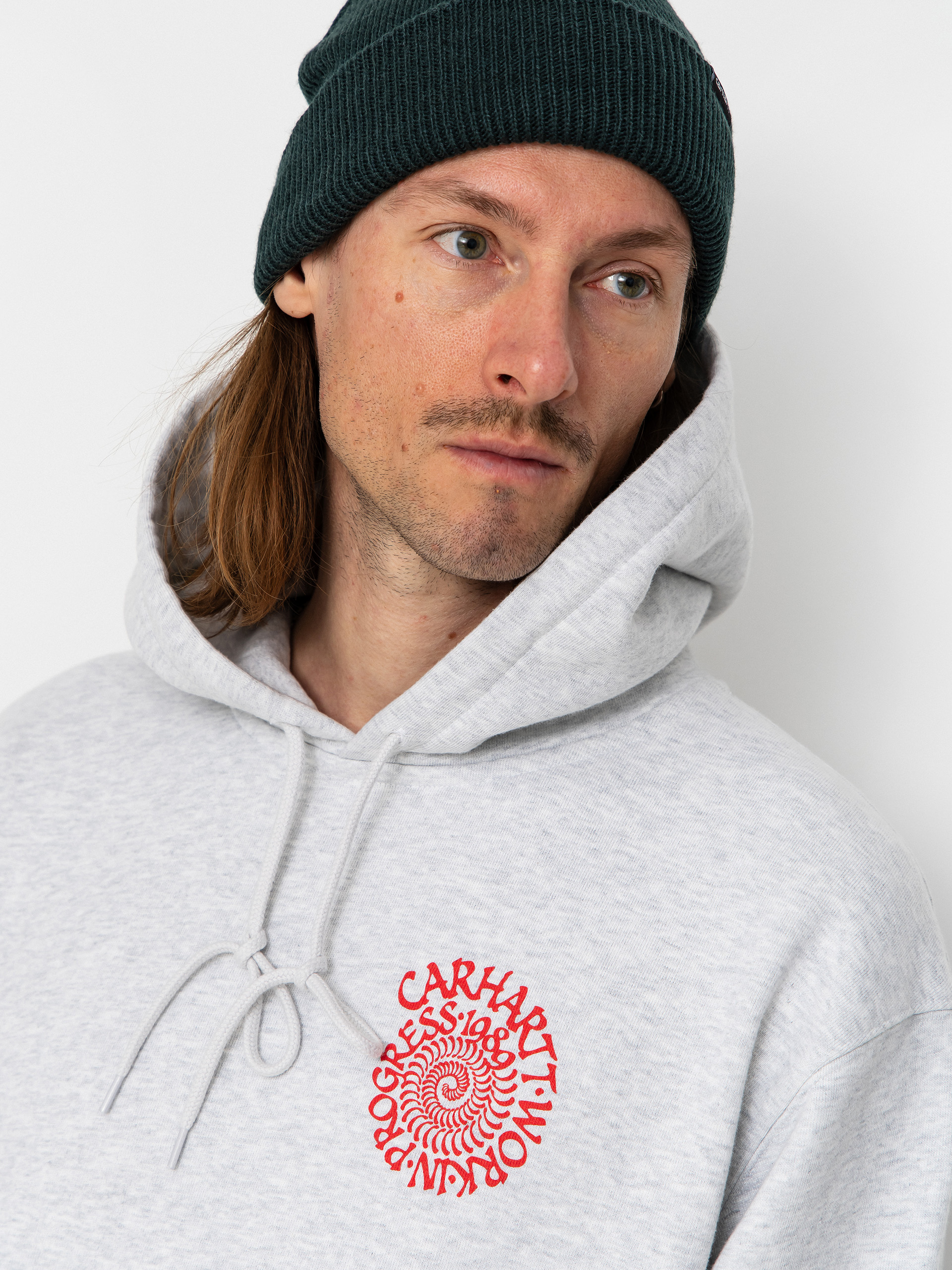 Mikina s kapucňou Carhartt WIP Spiral HD (ash heather)