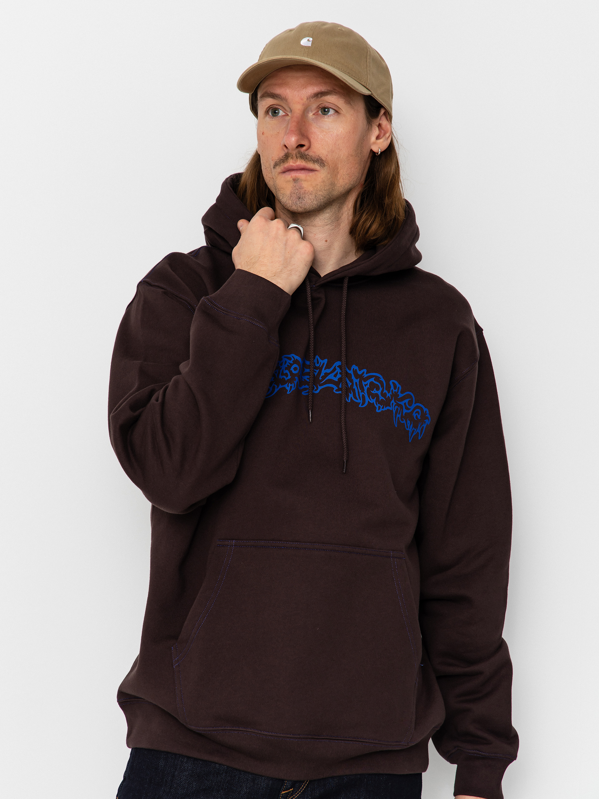 Mikina s kapucňou Polar Skate Contrast Dave Crude Logo HD (chocolate)