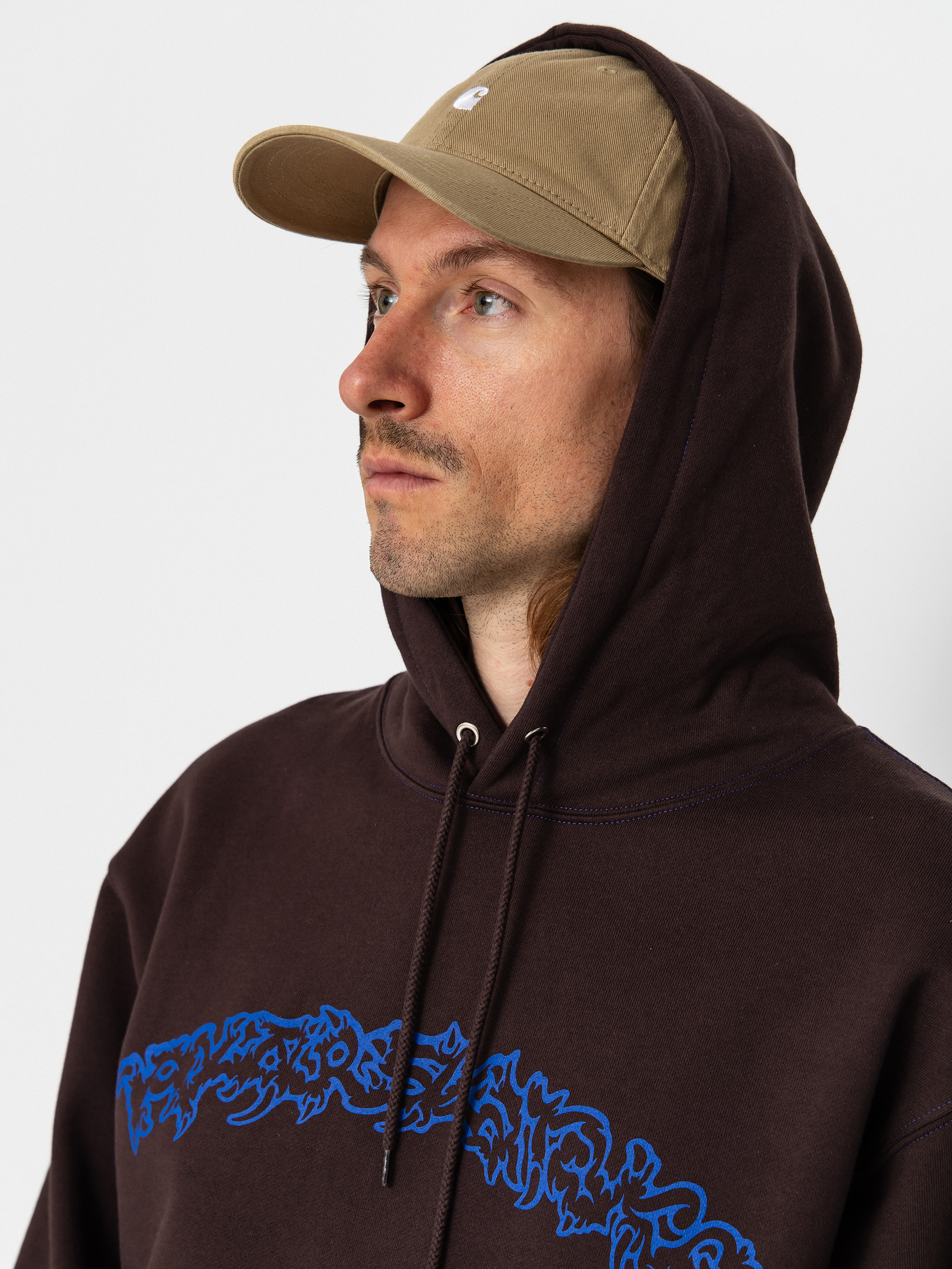 Mikina s kapucňou Polar Skate Contrast Dave Crude Logo HD (chocolate)