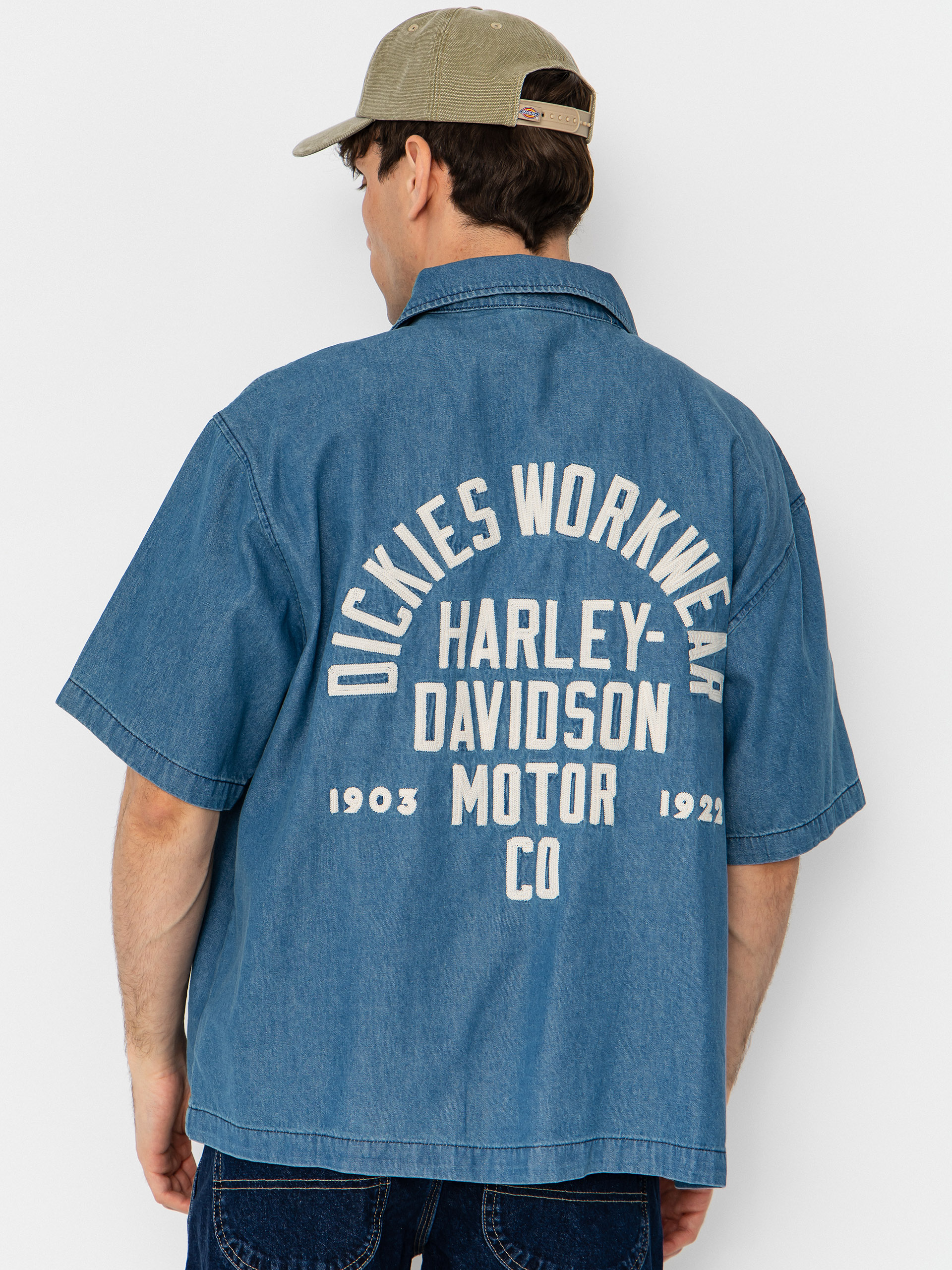 Košeľa Dickies X Harley Davidson Boxy Chambray Work (blue chambray)