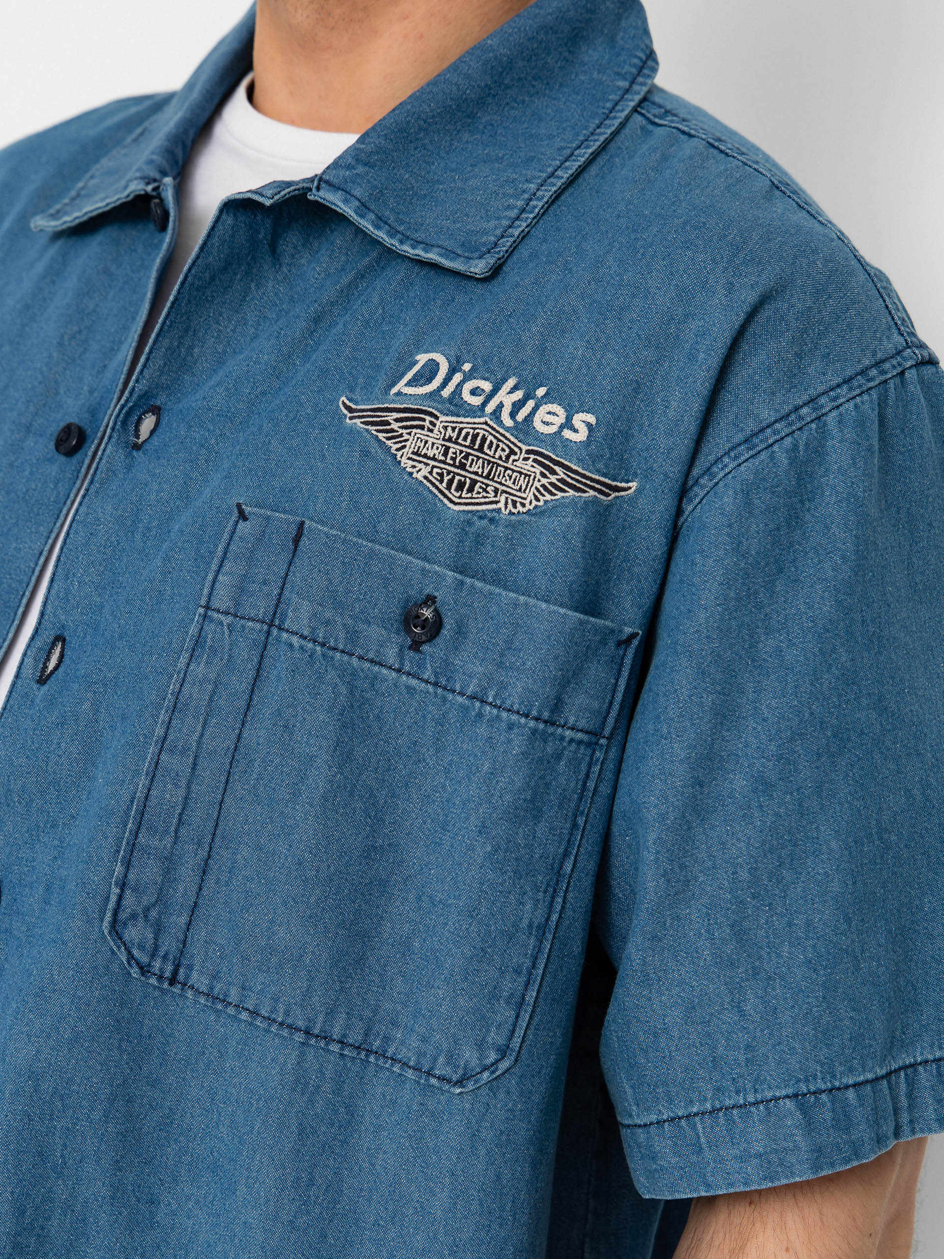 Košeľa Dickies X Harley Davidson Boxy Chambray Work (blue chambray)