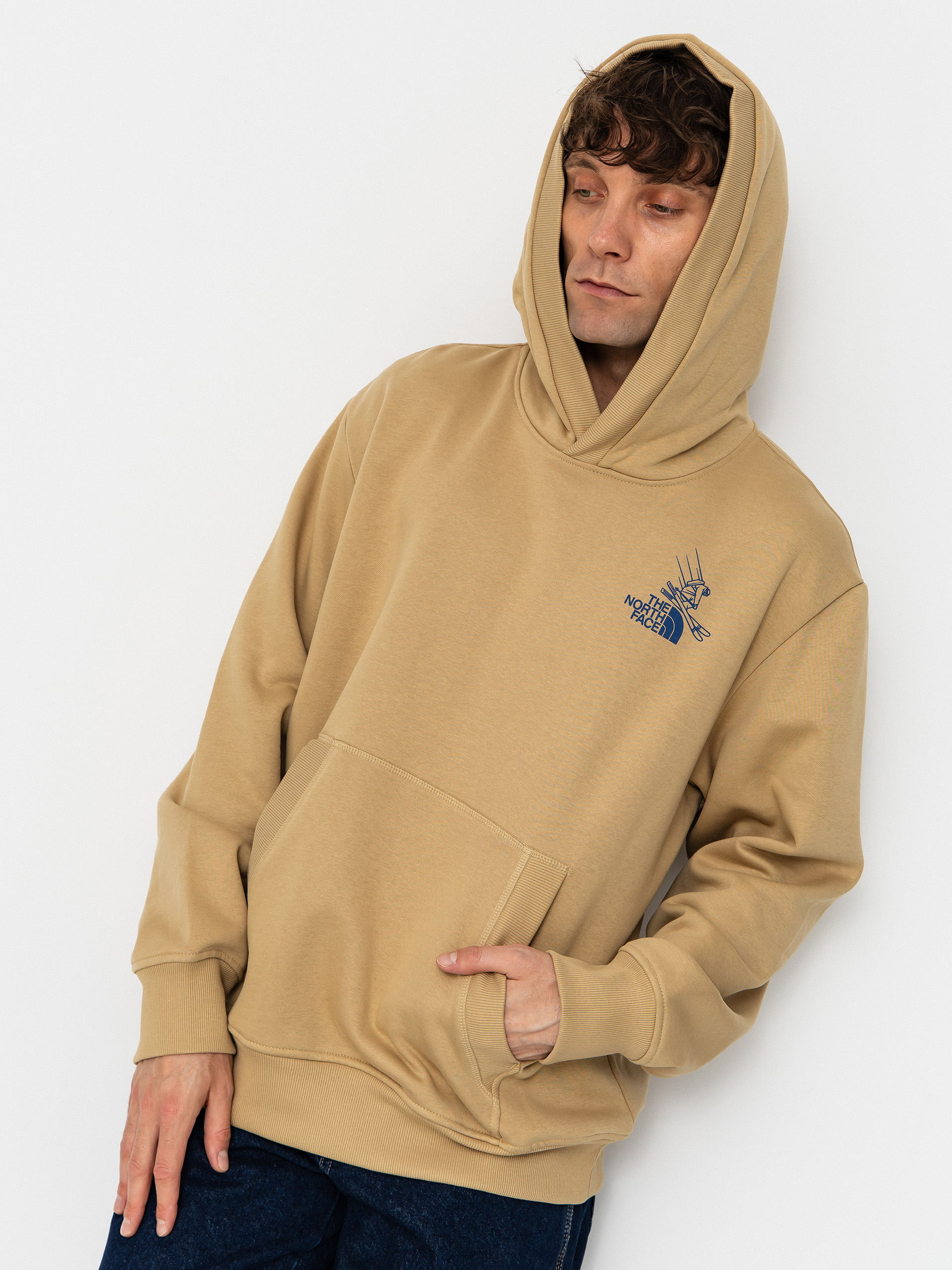 Mikina s kapucňou The North Face Mountain Celebration Relaxed HD (khaki stone)