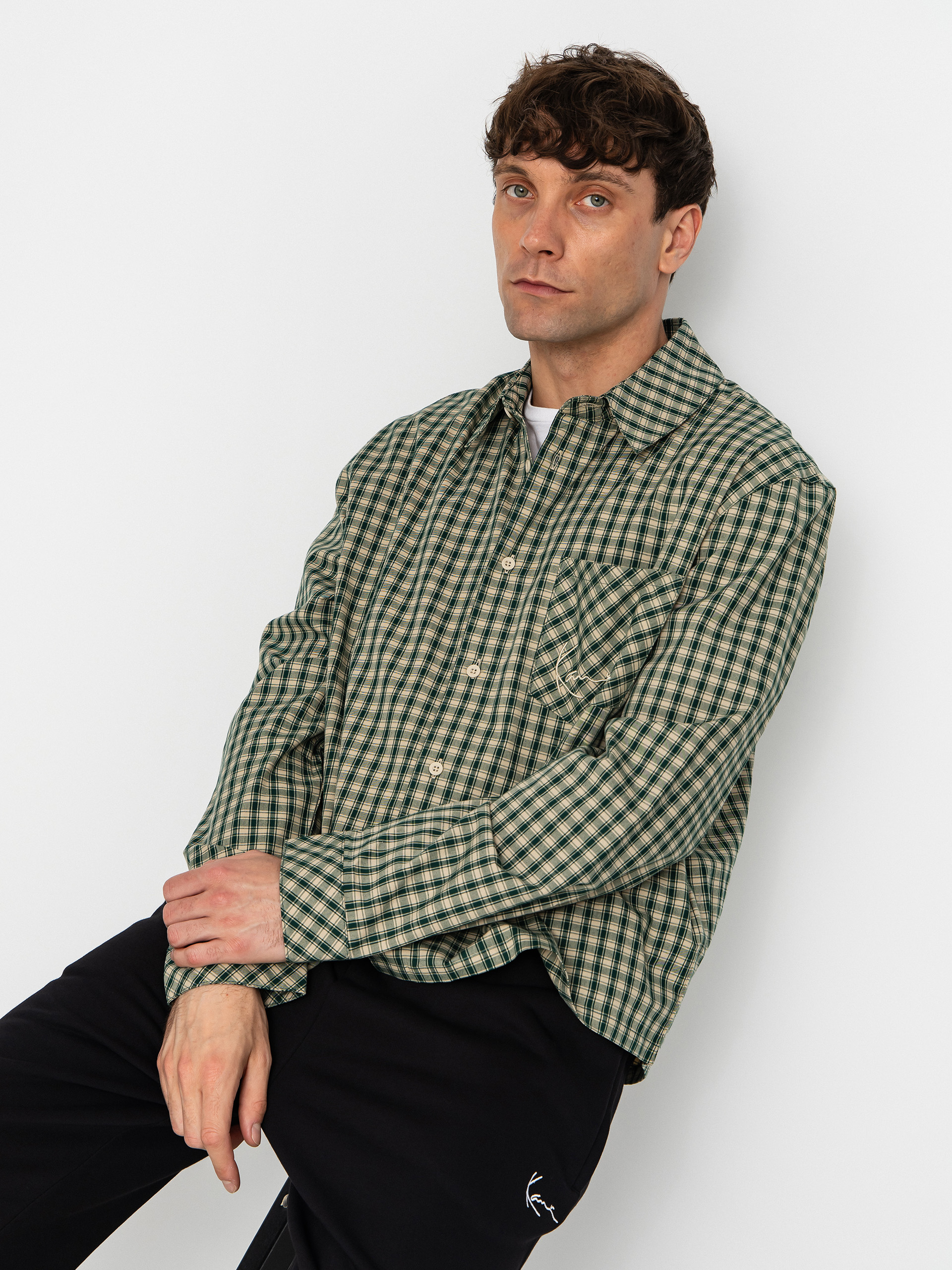 Košeľa Karl Kani Signature Check Boxy (green)