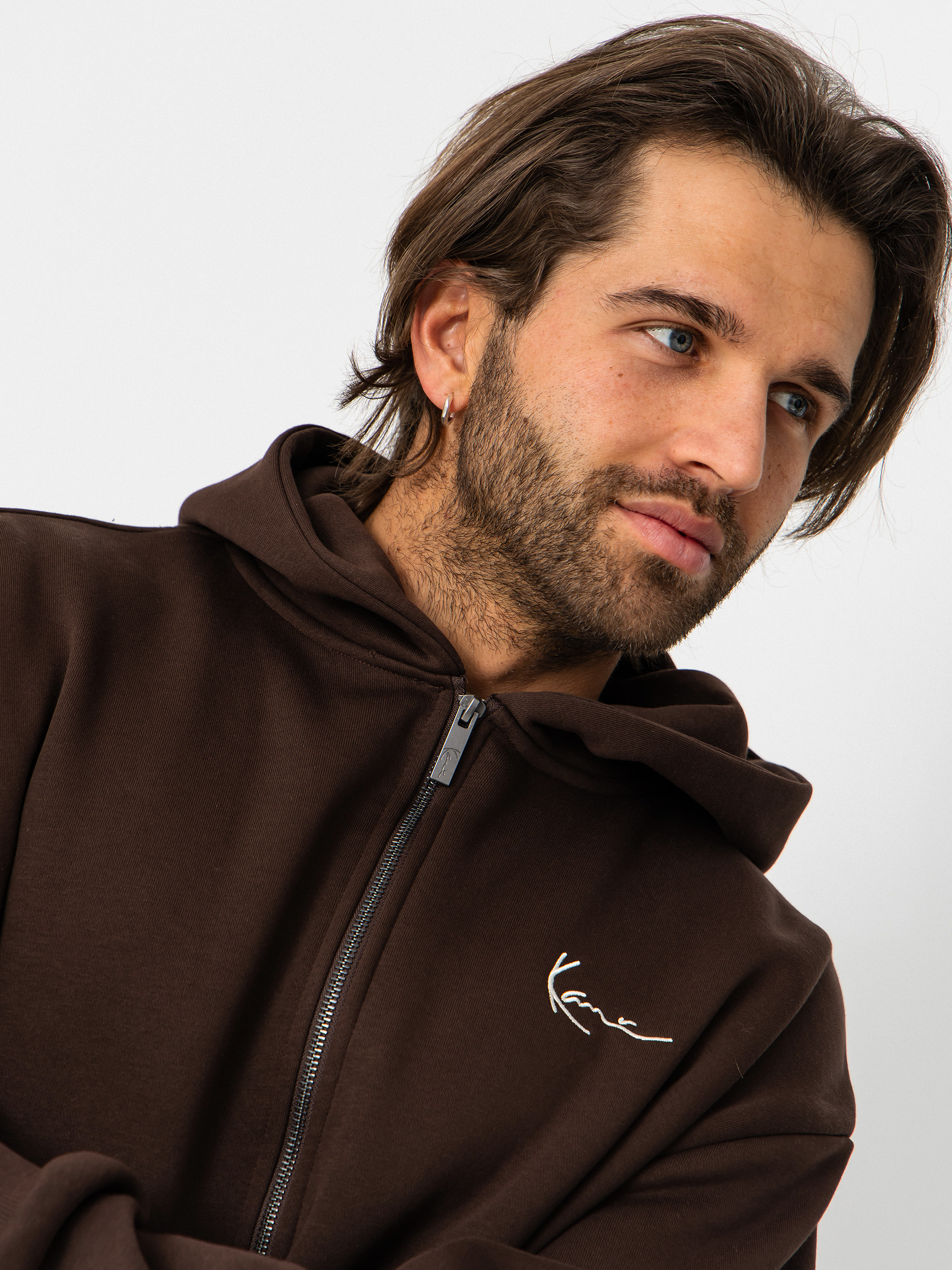 Mikina s kapucňou Karl Kani Small Signature Essential ZHD (brown)