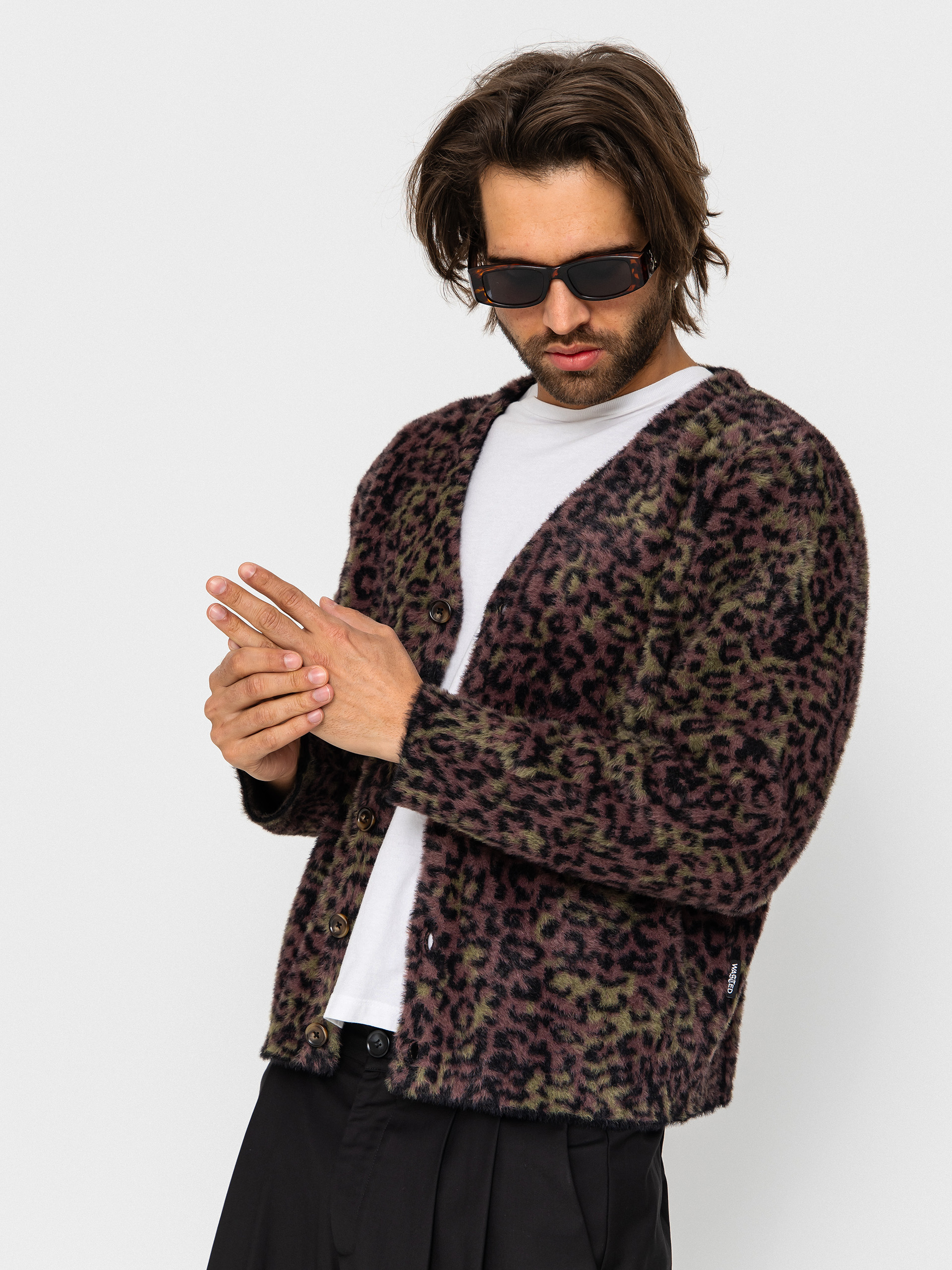 Mikina Wasted Paris Cheetah Cardigan (fudge burgundy camo)