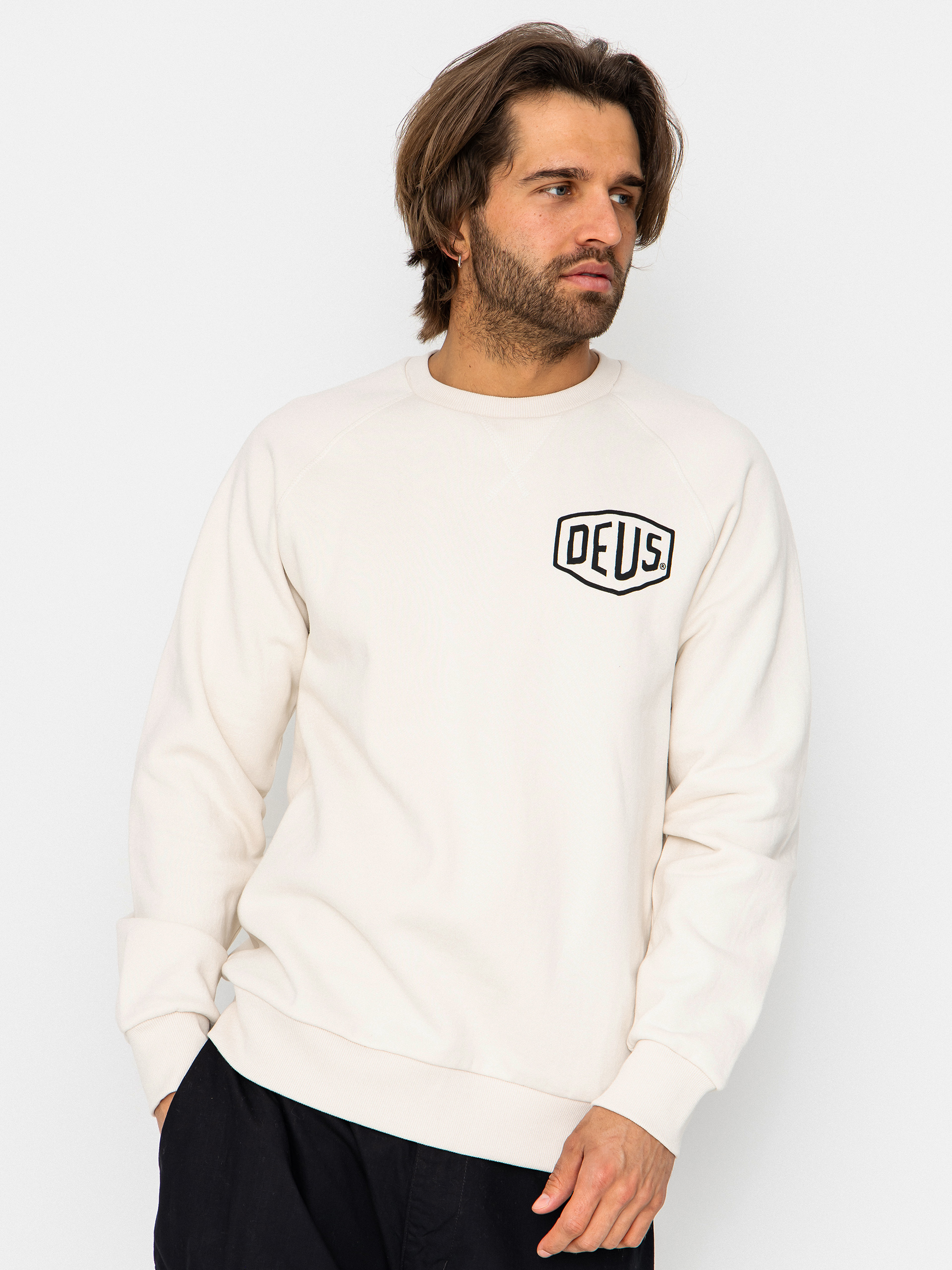 Mikina Deus Ex Machina Harajuku Address Crew (dirty white)