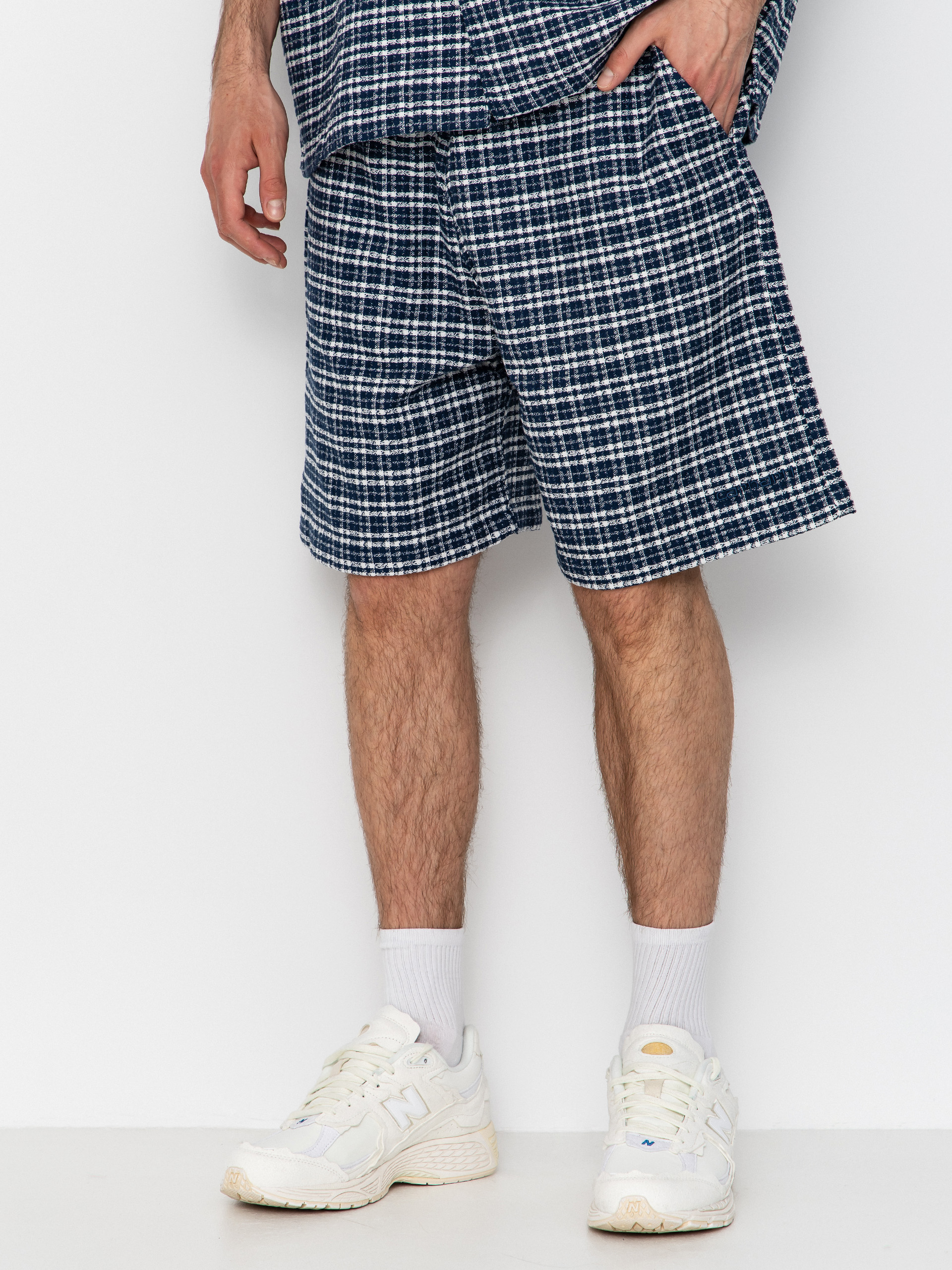 Kraťasy Carhartt WIP Kander (kander check/blue river)