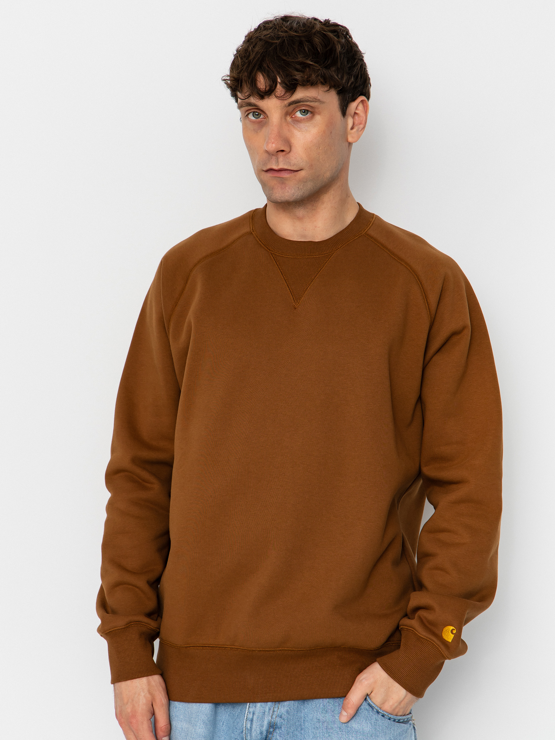 Mikina Carhartt WIP Chase (hamilton brown/gold)