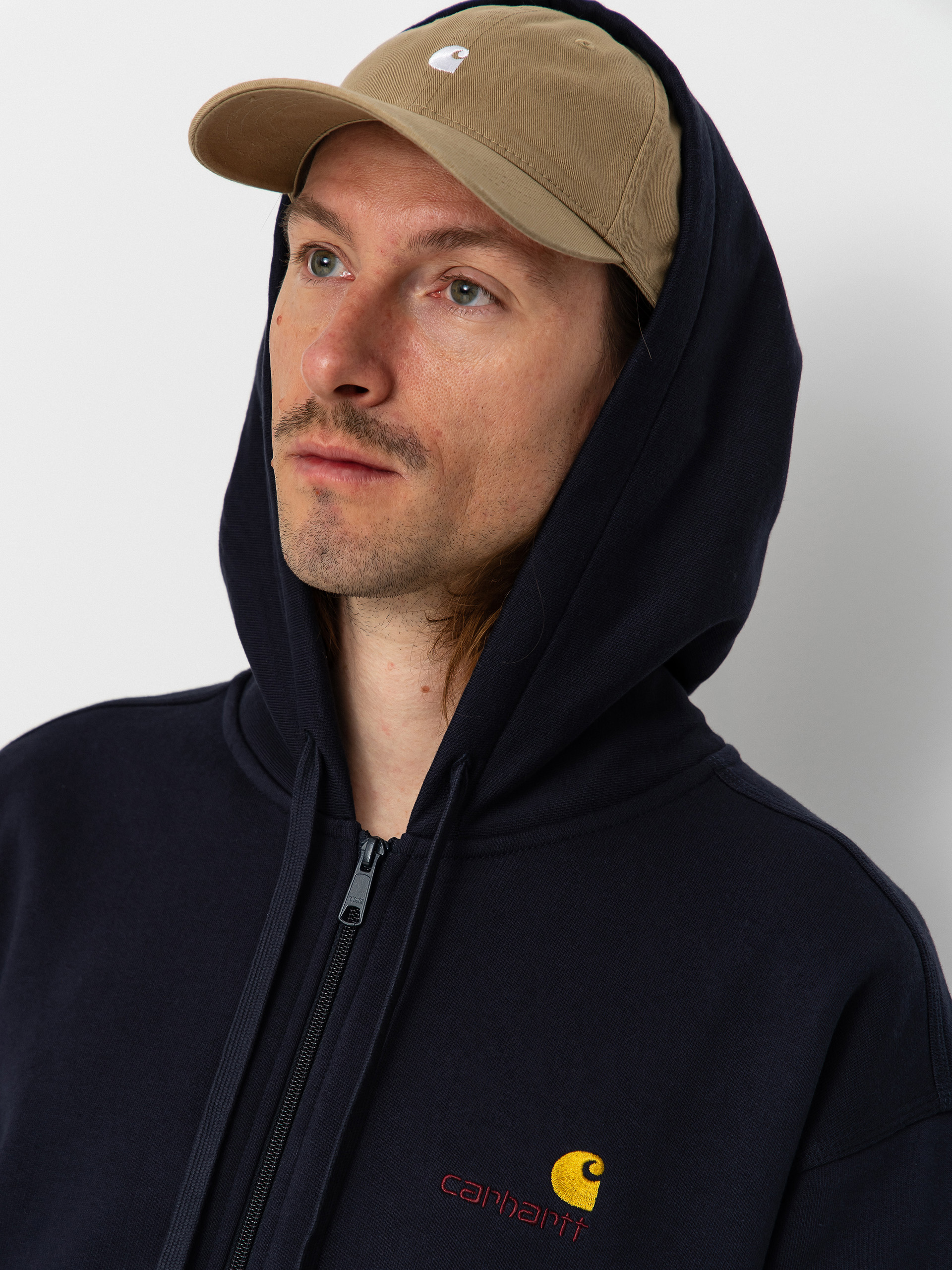 Mikina s kapucňou Carhartt WIP American Script ZHD (deep night)