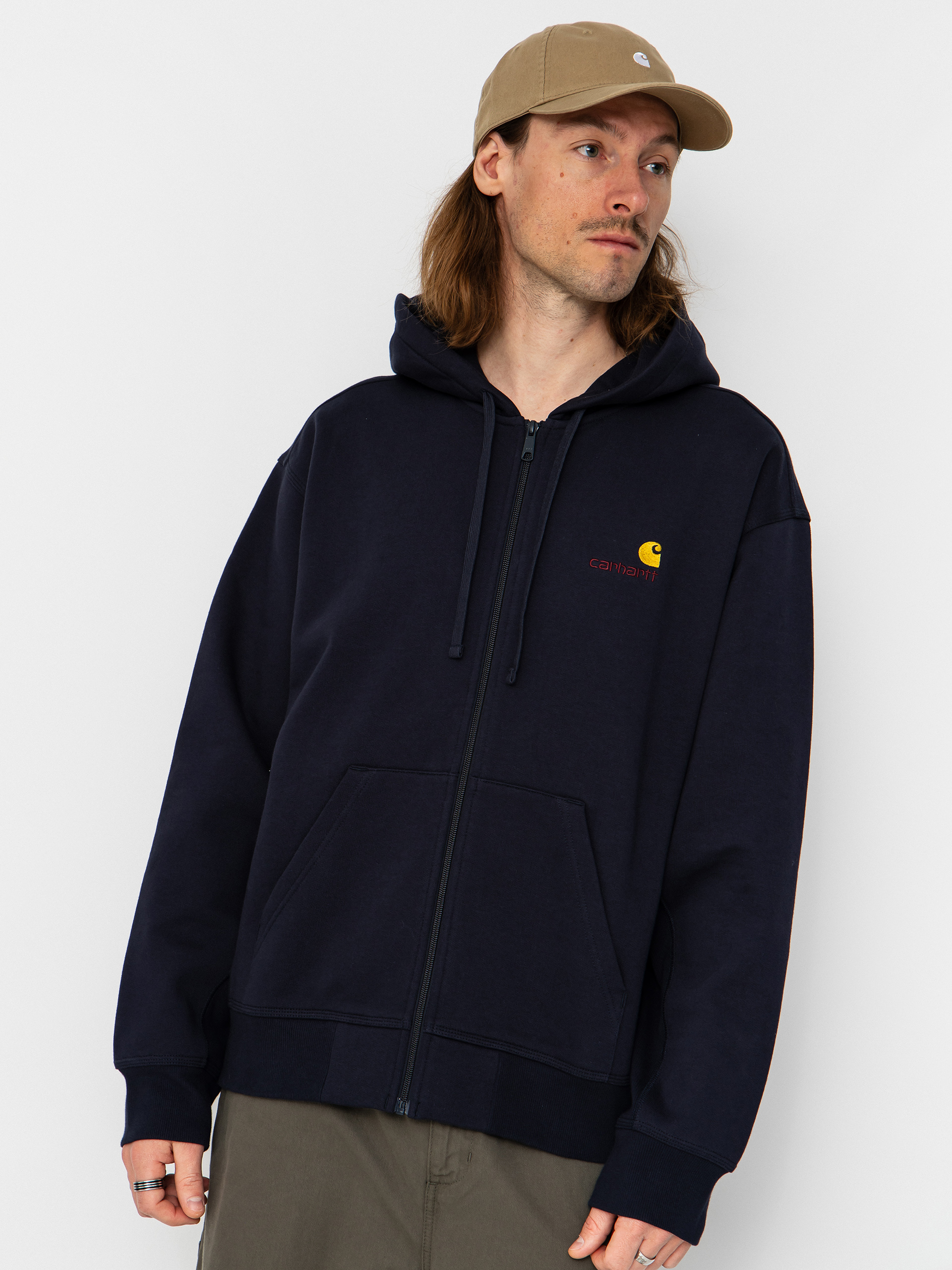 Mikina s kapucňou Carhartt WIP American Script ZHD (deep night)