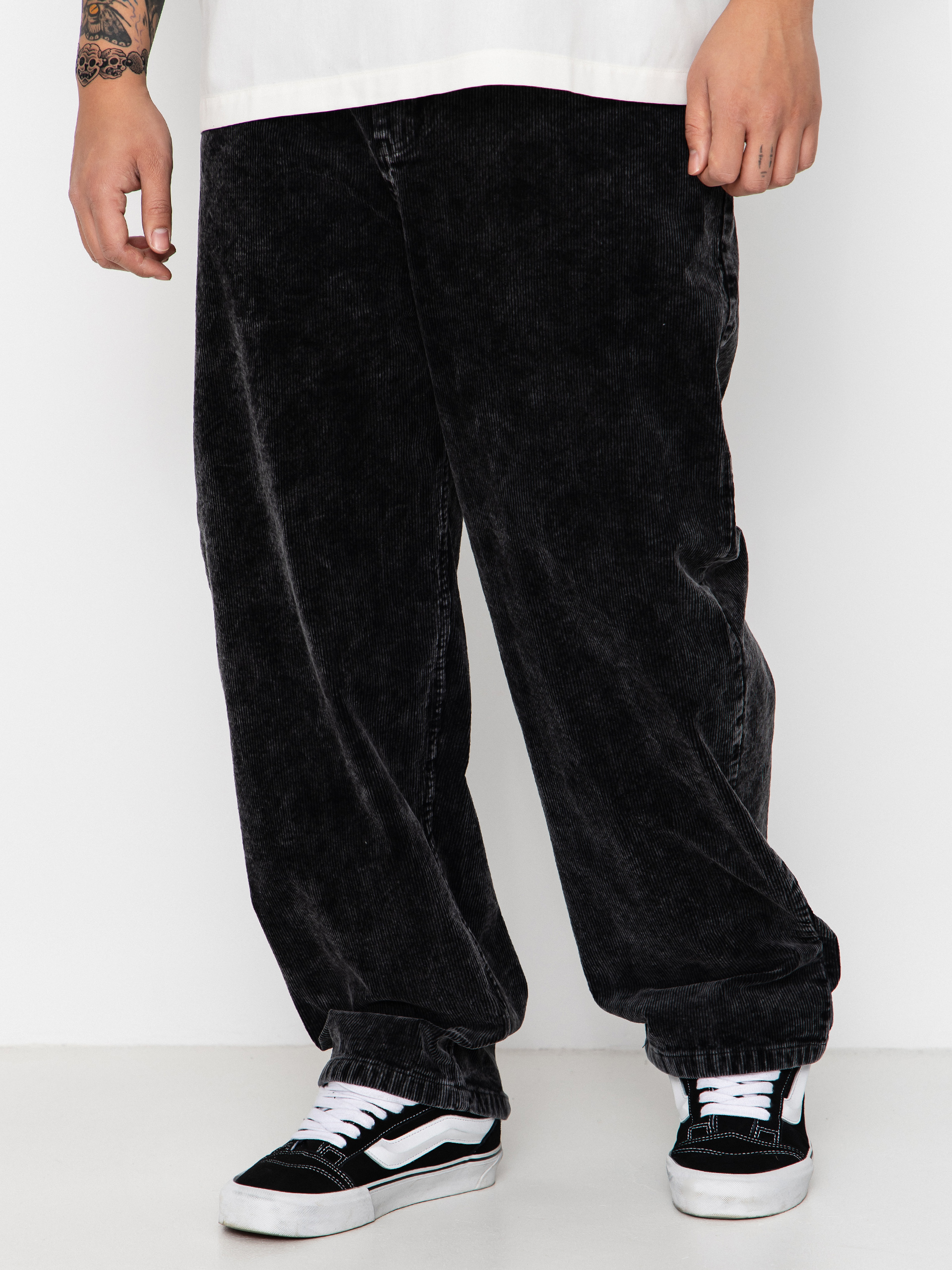 Nohavice Wasted Paris Faded Corduroy Casper (faded black)