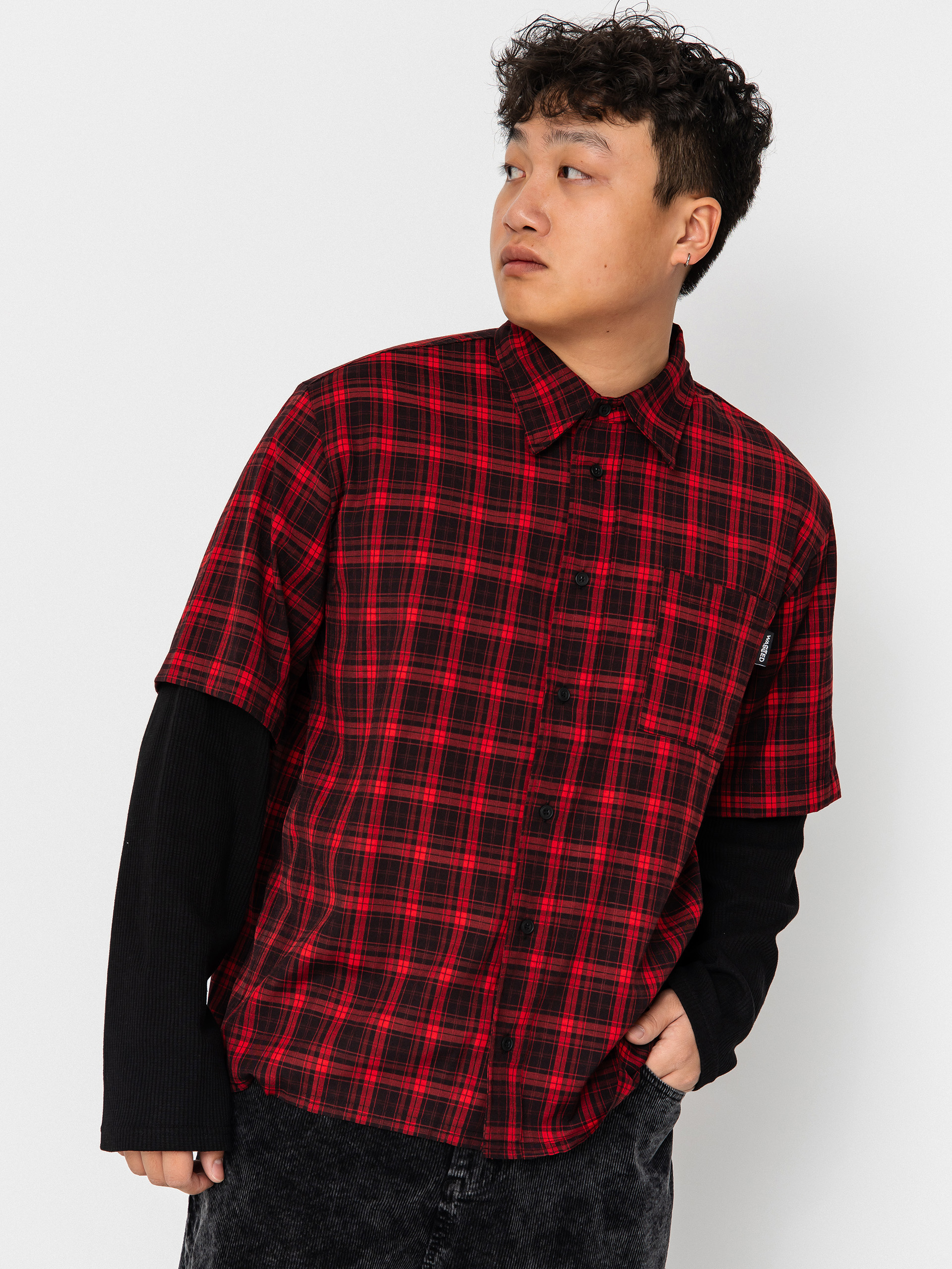 Košeľa Wasted Paris Tartan Age Shirt (fire red/black)