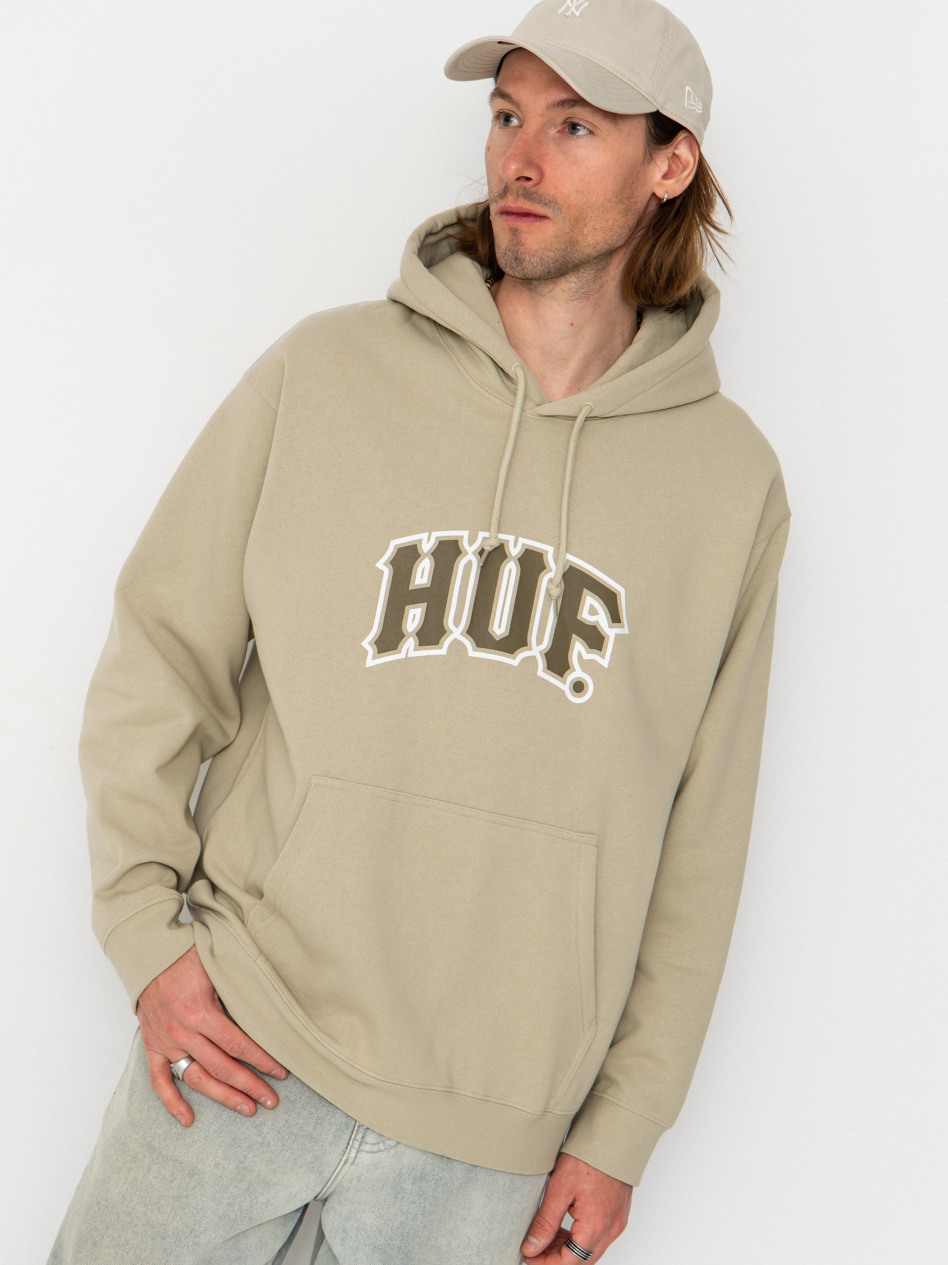 Mikina s kapucu0148ou HUF Classic Arch HD (sand)
