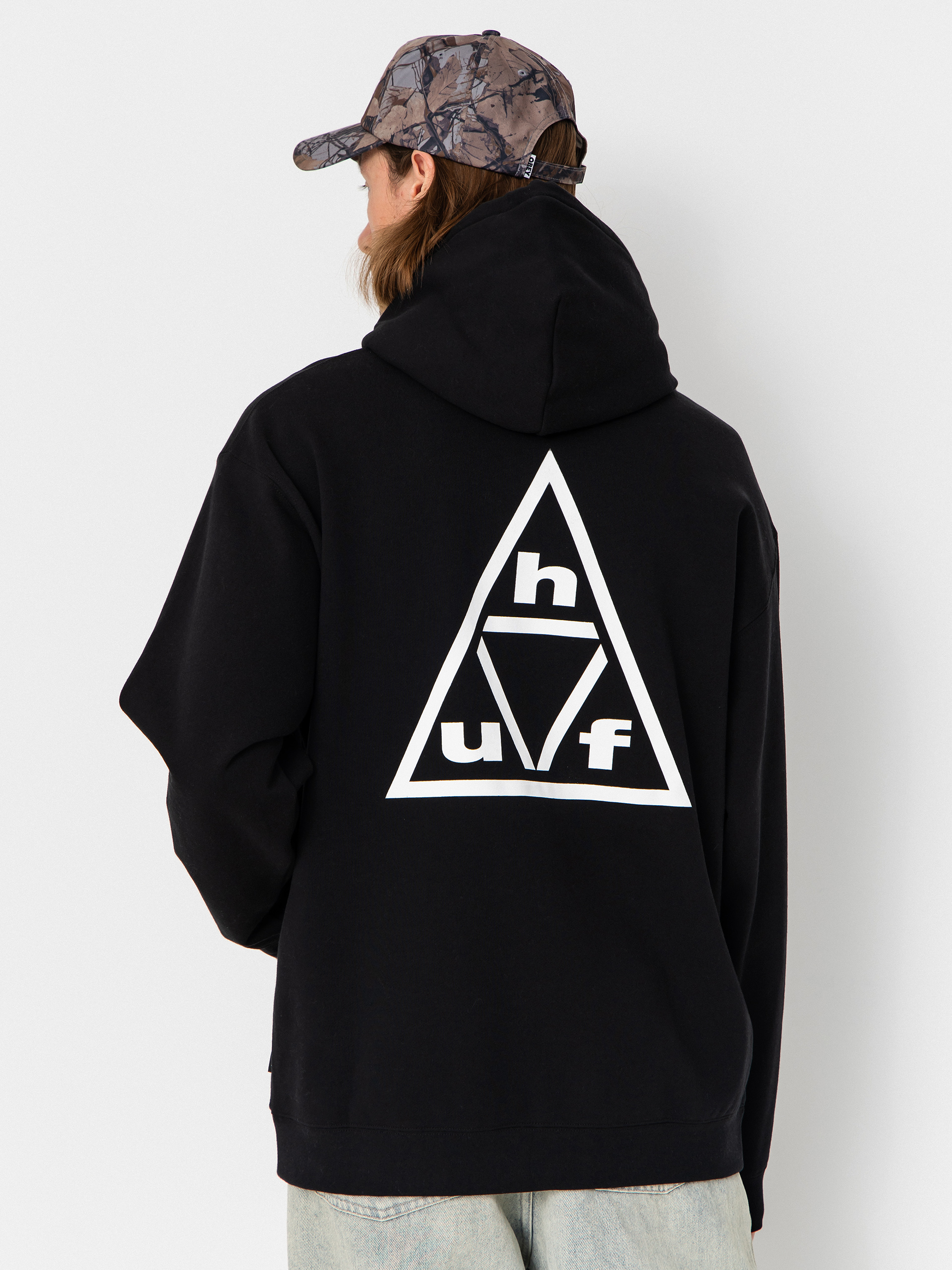 Mikina s kapucňou HUF Triple Triangle HD (black/white)