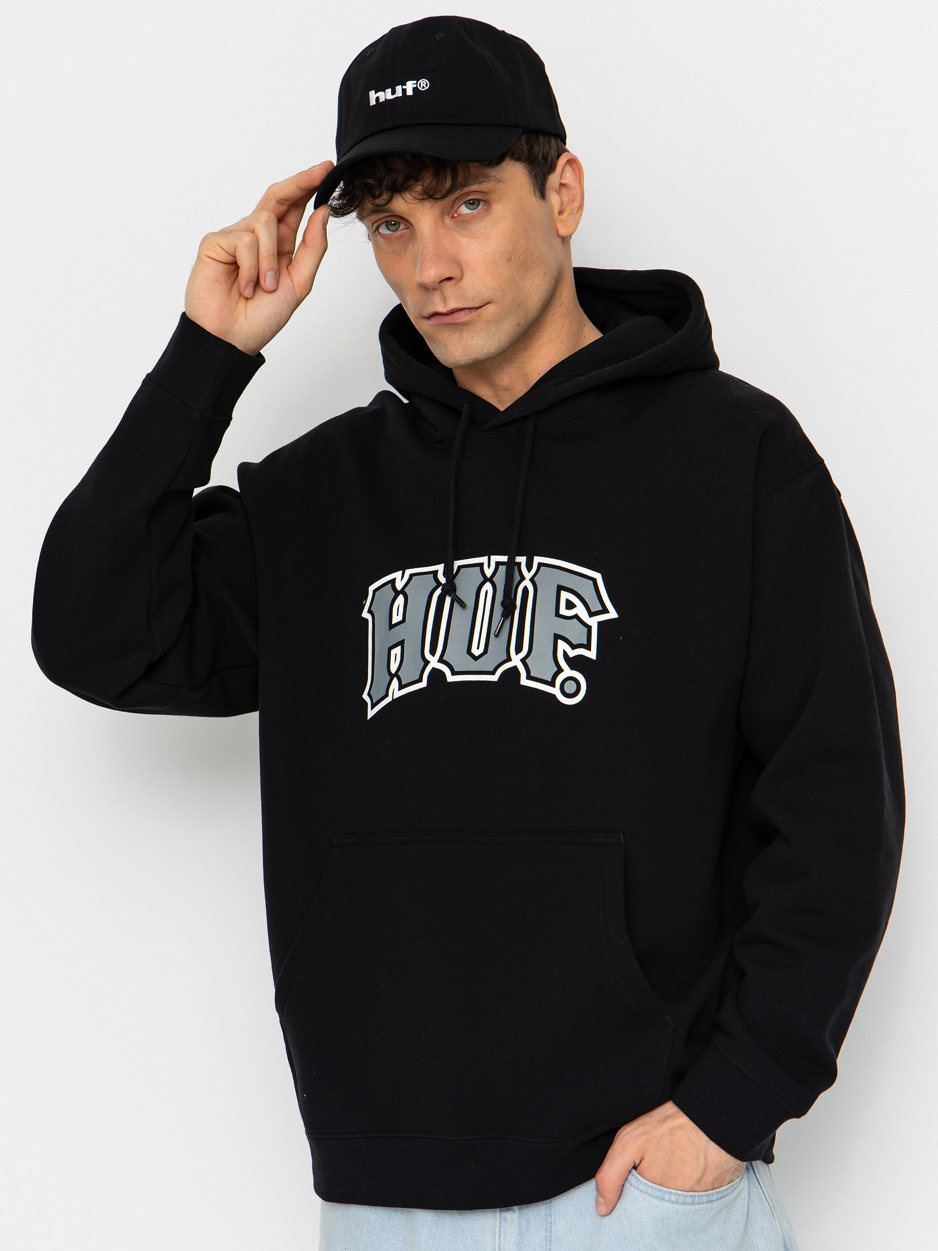 Mikina s kapucňou HUF Classic Arch HD (black)