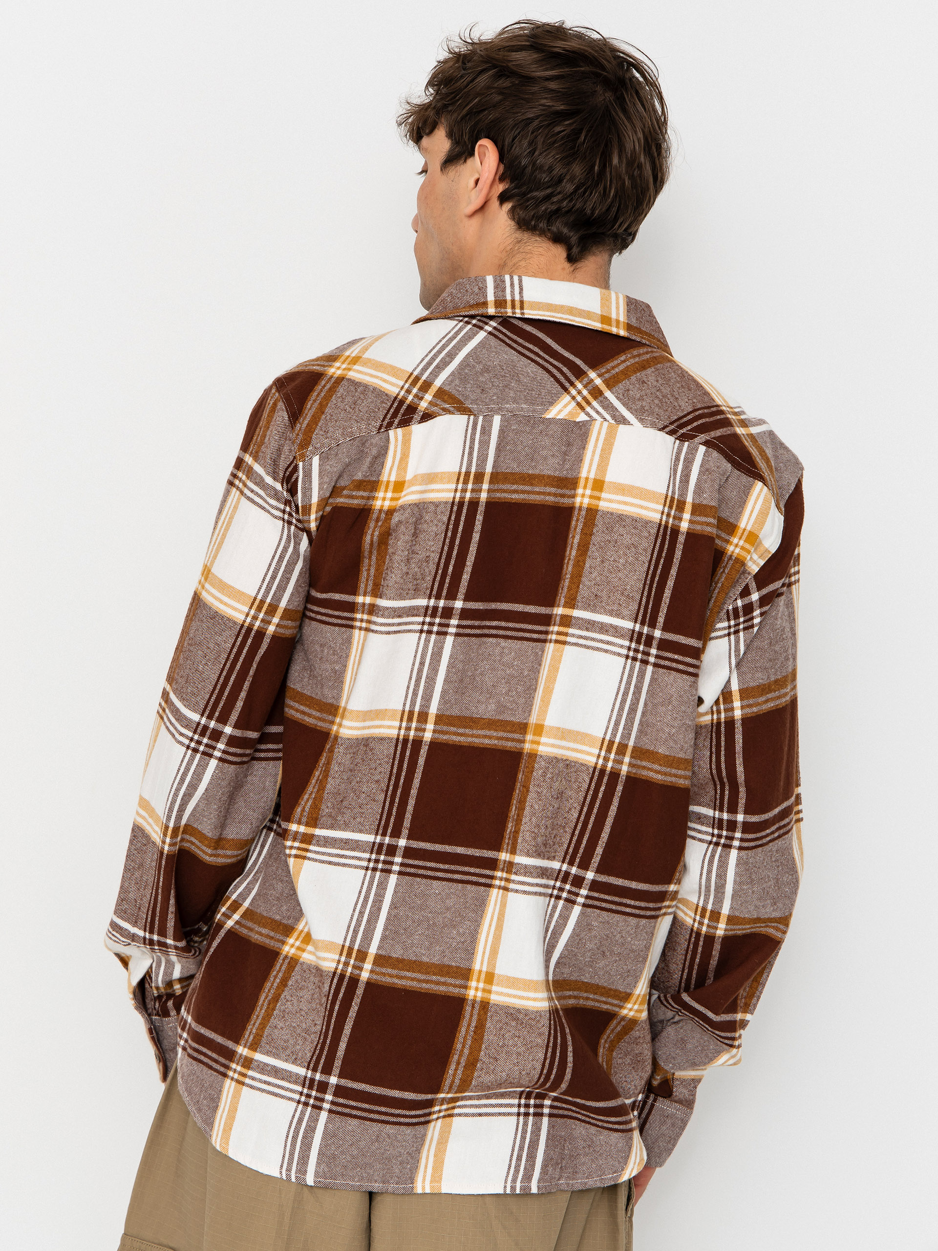 Košeľa Brixton Bowery Lw Ultra Flannel (chocolate/off white)