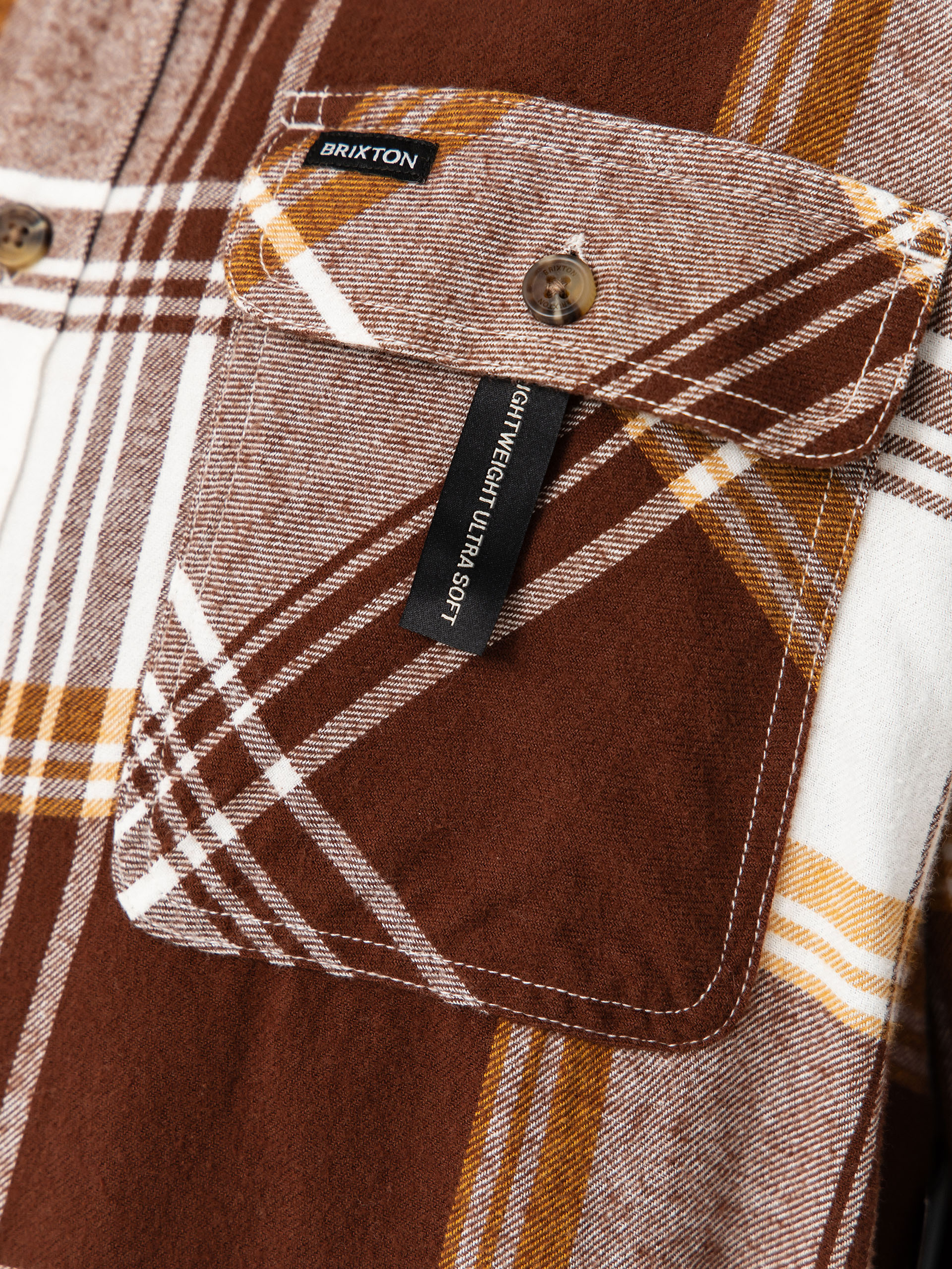 Košeľa Brixton Bowery Lw Ultra Flannel (chocolate/off white)