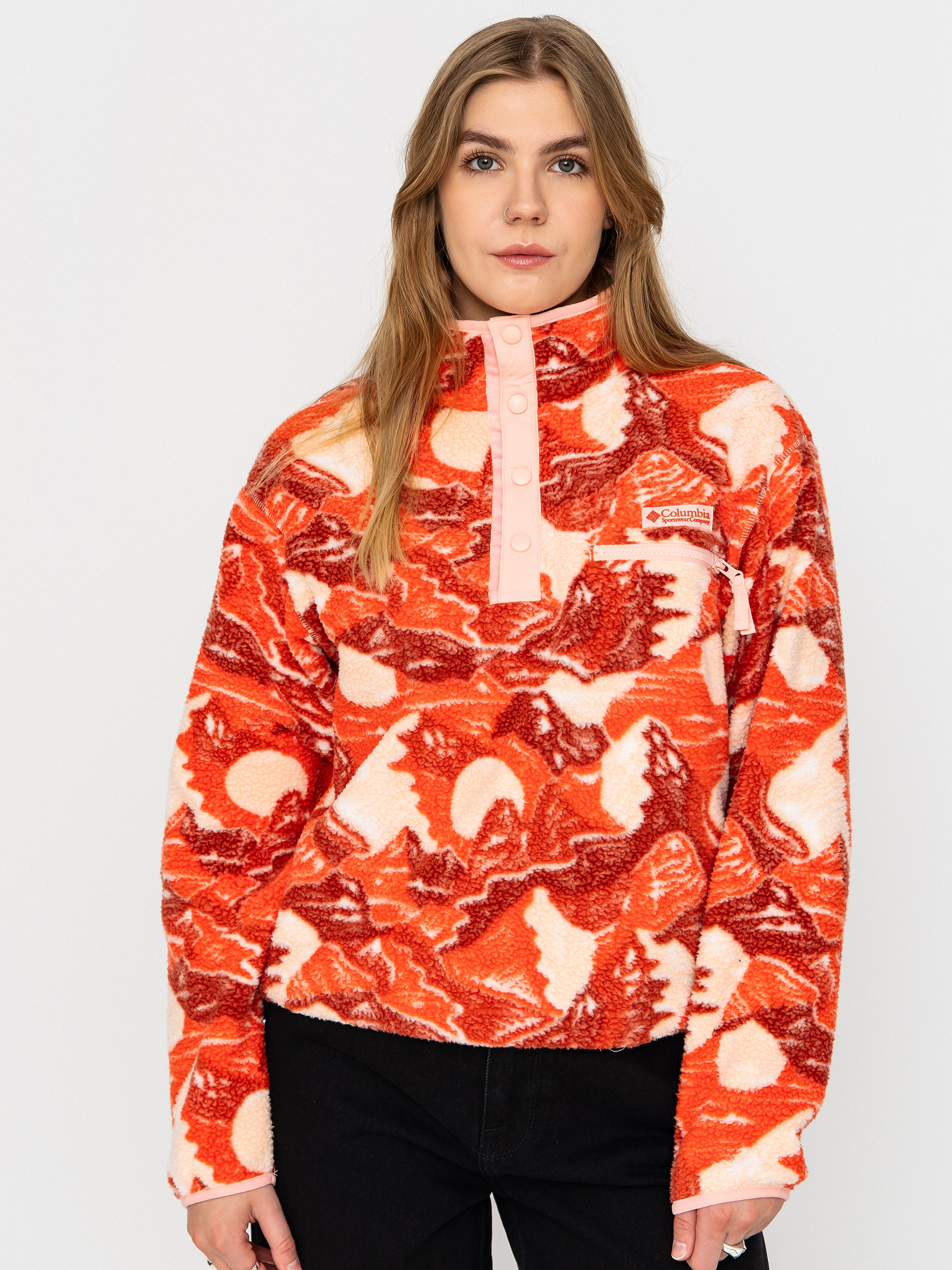 Flísová mikina Columbia Helvetia II Printed Cropped Half Snap Wmn