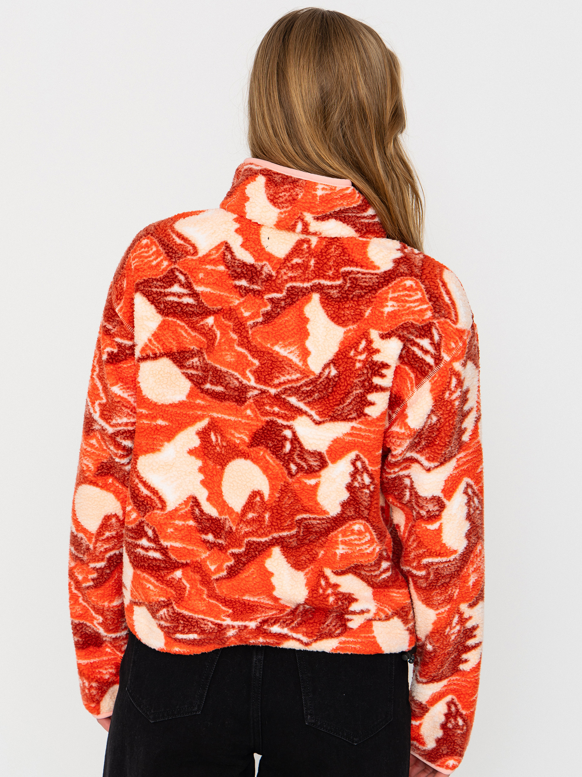 Dámsky Flísová mikina Columbia Helvetia II Printed Cropped Half Snap (poppy red/sunscape)
