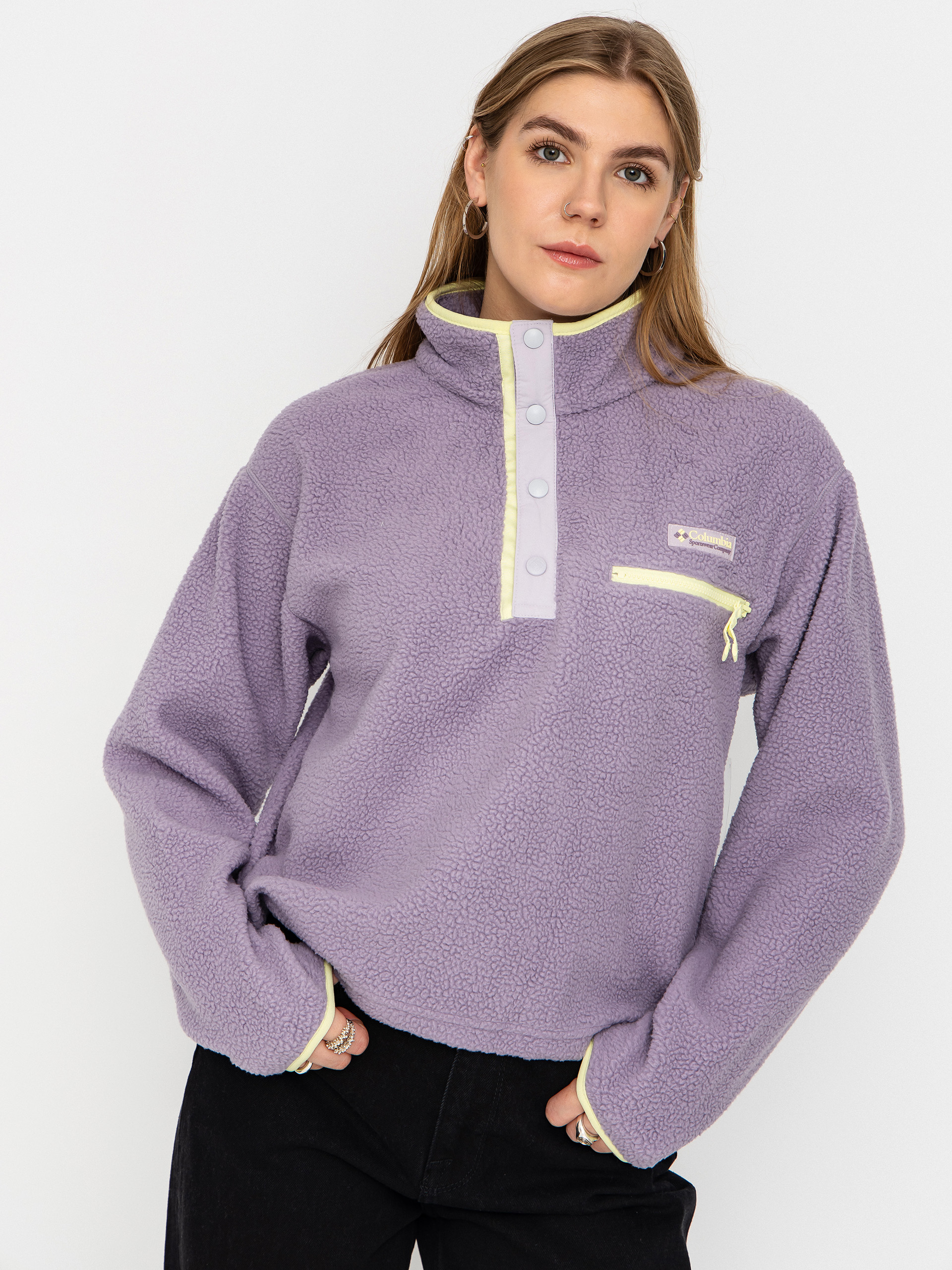 Flísová mikina Columbia Helvetia II Cropped Half Snap Wmn (shale purple/lavender pearl/citron haze)