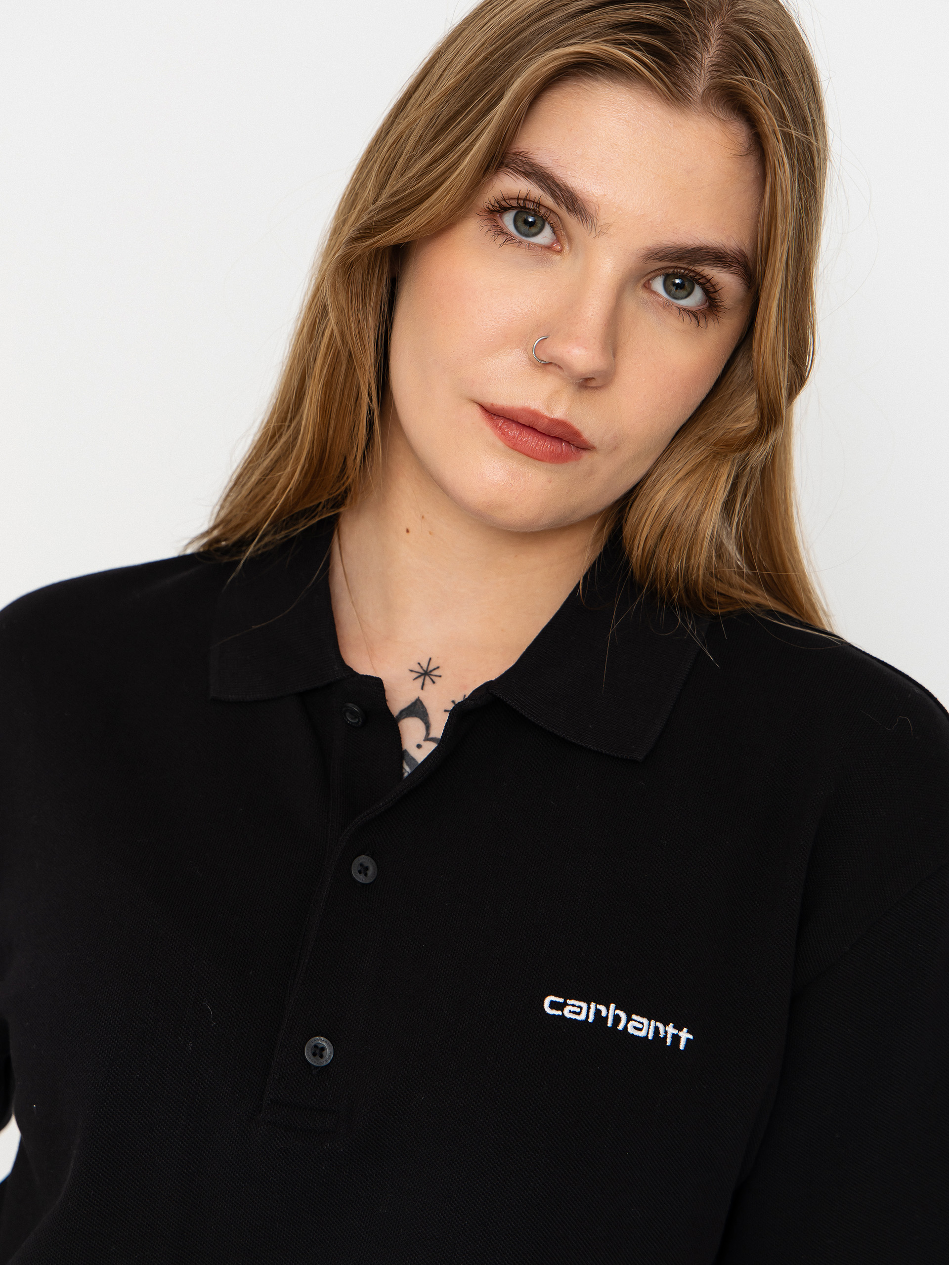 Tričko Carhartt WIP Script Polo Wmn (black/white)