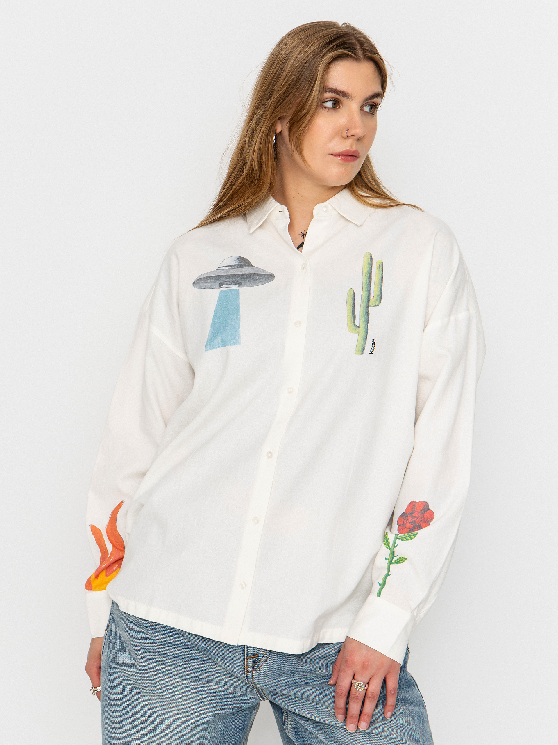 Košeľa Volcom Fa Mickey Mason Wmn (off white)