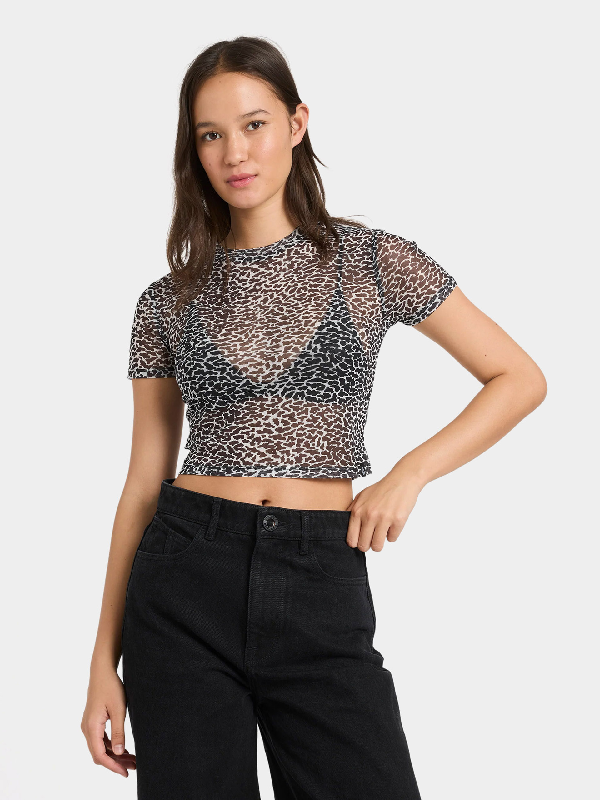 Tričko Volcom Rawly Knit Mesh Wmn (black white)