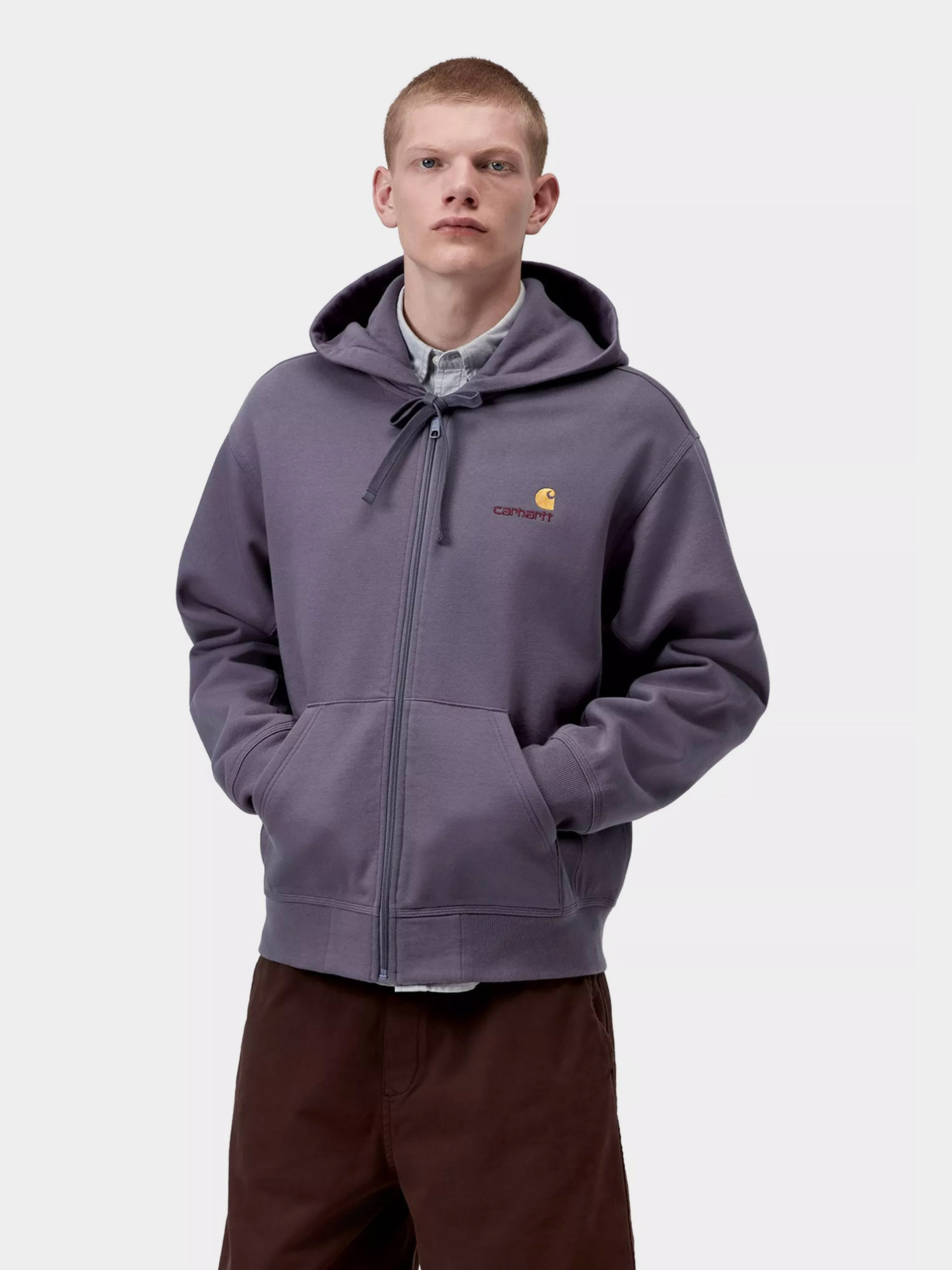 Mikina s kapucu0148ou Carhartt WIP American Script ZHD (shady purple)