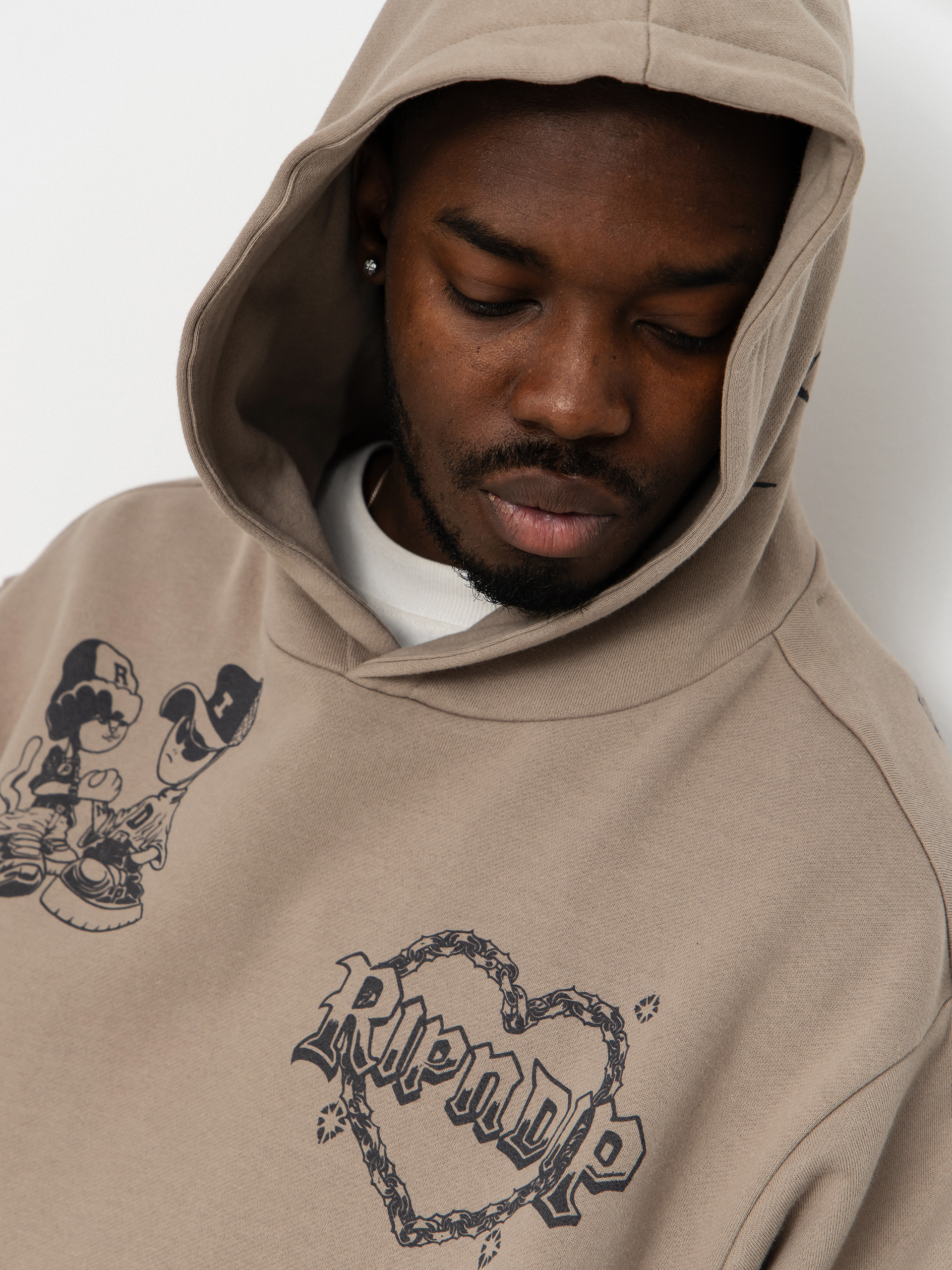 Mikina s kapucňou RipNDip Westside Distressed HD (dark sand wash)