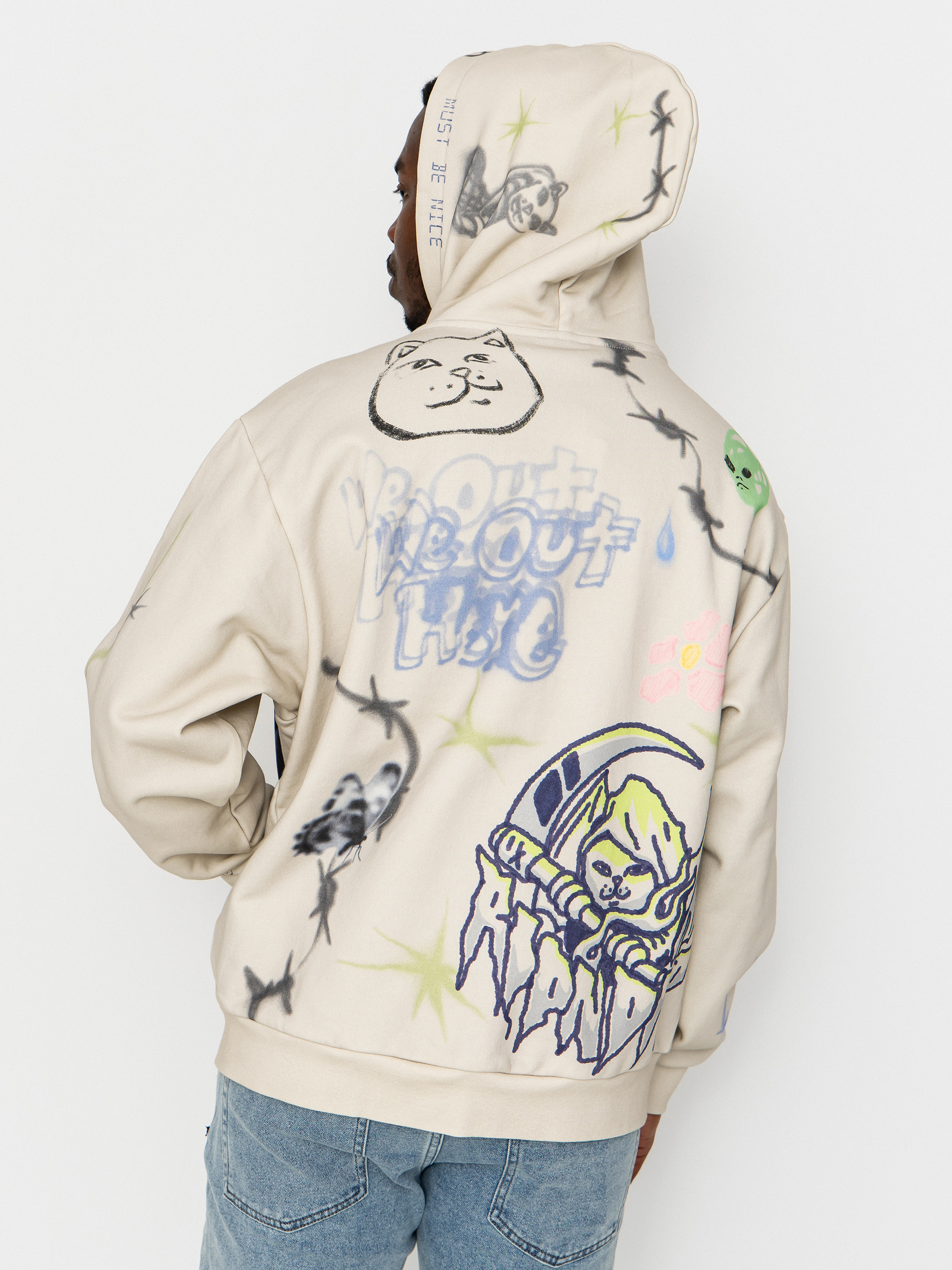 Mikina s kapucňou RipNDip Goosebumps ZHD (bone)