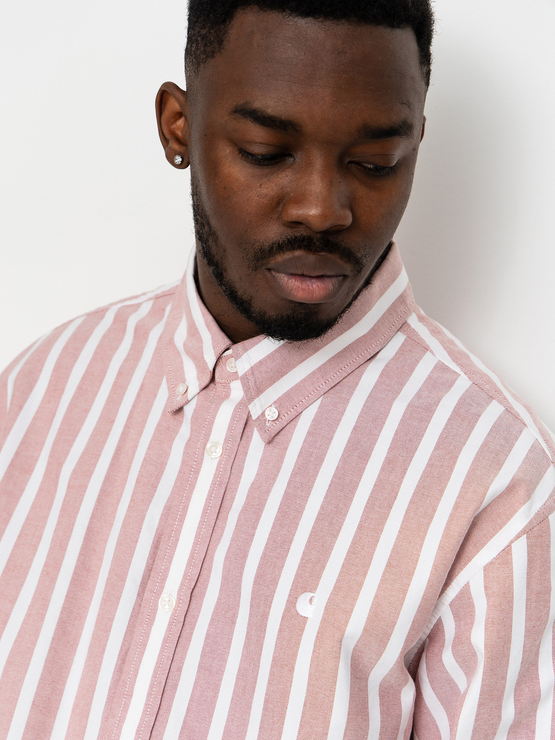 Košeľa Carhartt WIP Deven (deven stripe/oxide red/white)