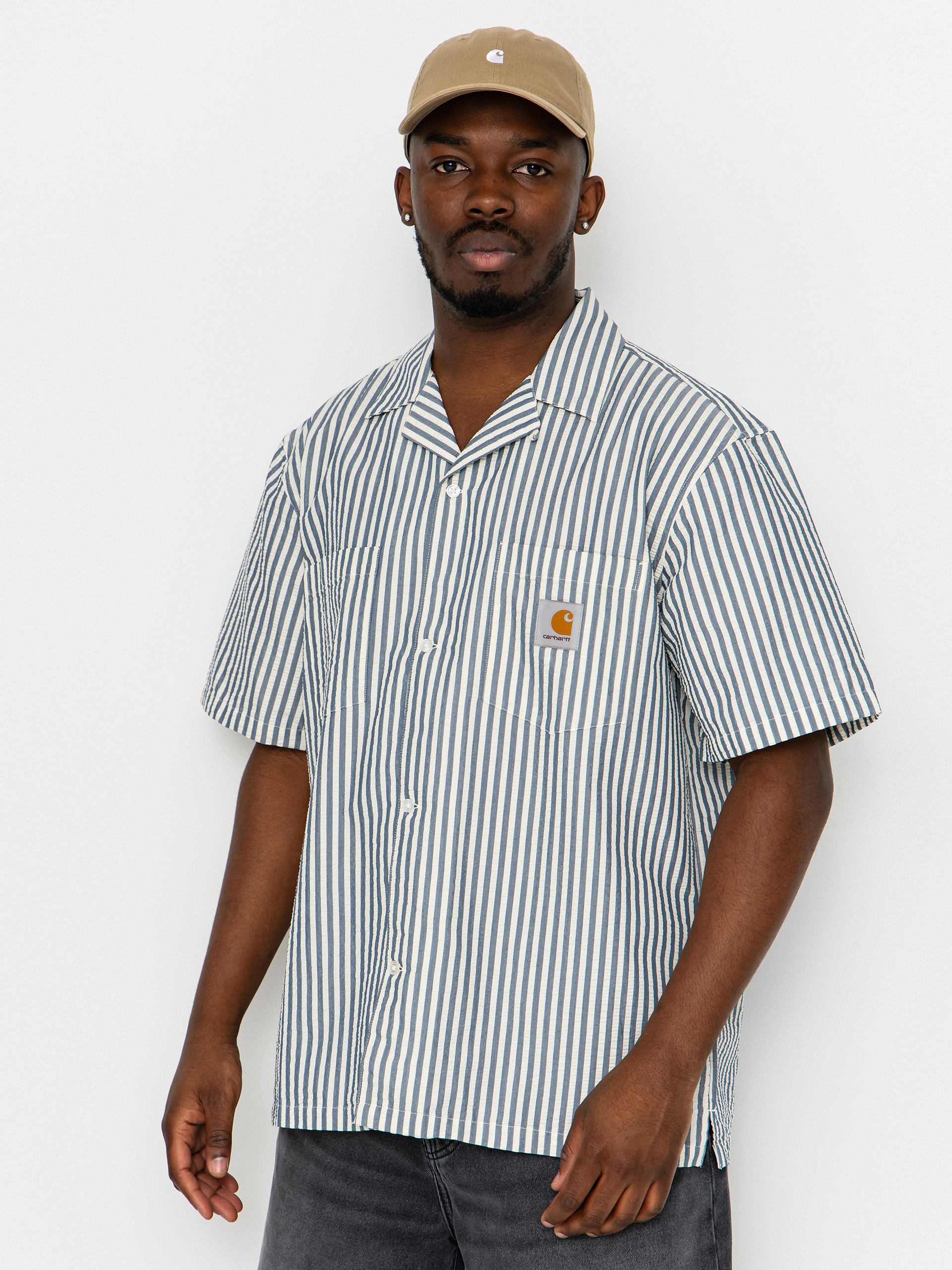 Košeľa Carhartt WIP Leavel (leavel stripe/blue river/wax)