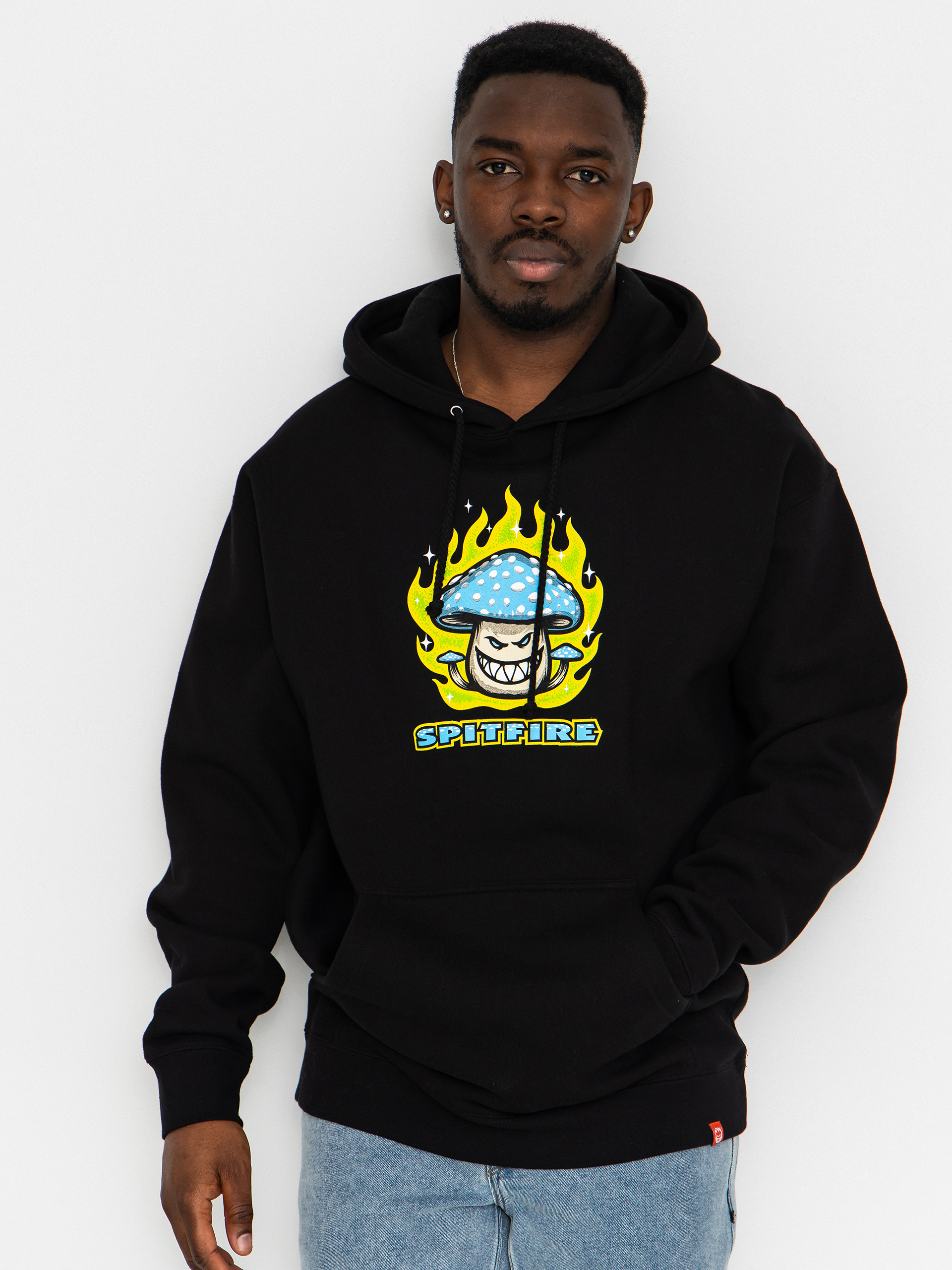 Mikina s kapucňou Spitfire Mushroom Bighead HD (black w/multi color print)