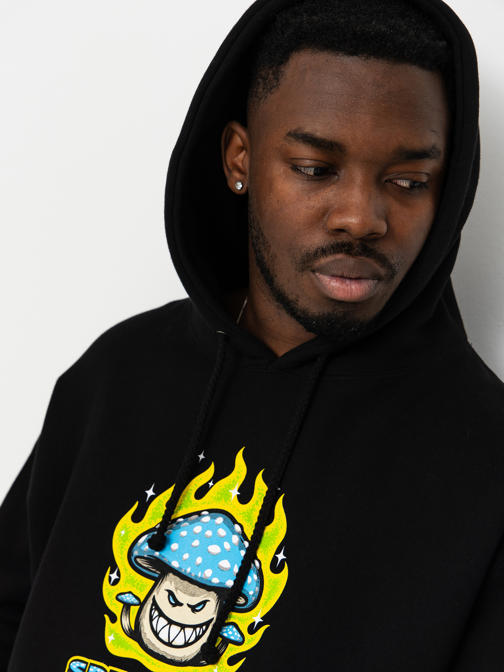 Mikina s kapucňou Spitfire Mushroom Bighead HD (black w/multi color print)