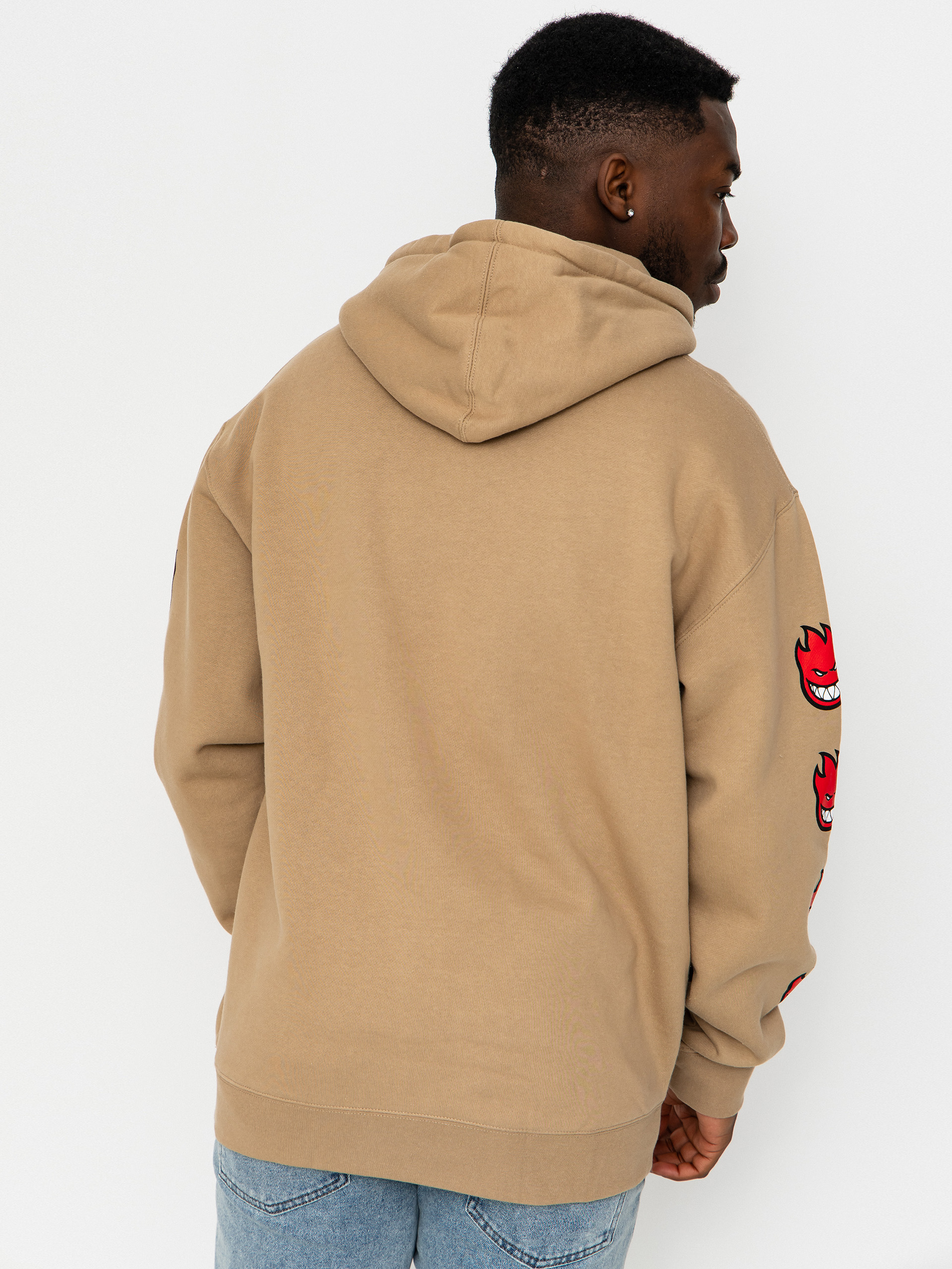 Mikina s kapucňou Spitfire Classic 87 Bighead Fill Sleeve HD (sandstone w/red white black prints)