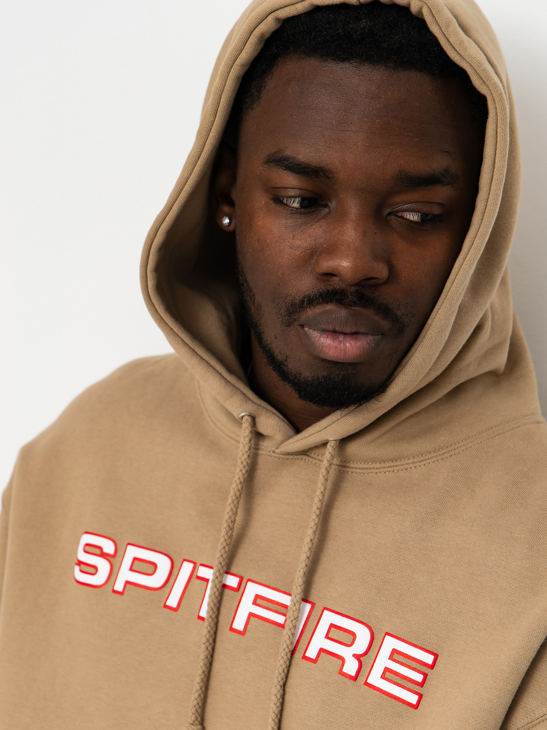 Mikina s kapucňou Spitfire Classic 87 Bighead Fill Sleeve HD (sandstone w/red white black prints)