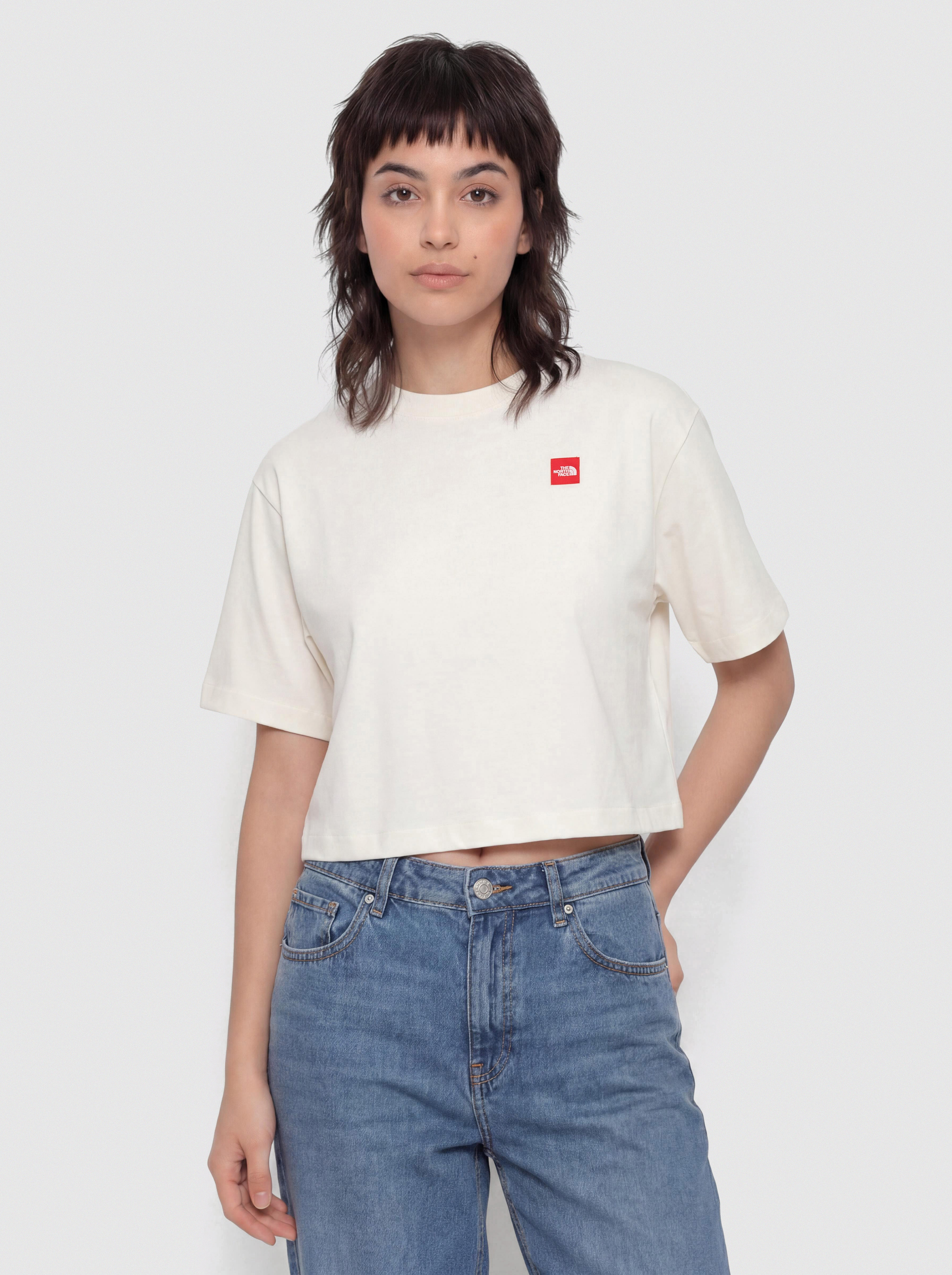 Tričko The North Face Tnf Red Box Boxy Wmn (white dune)
