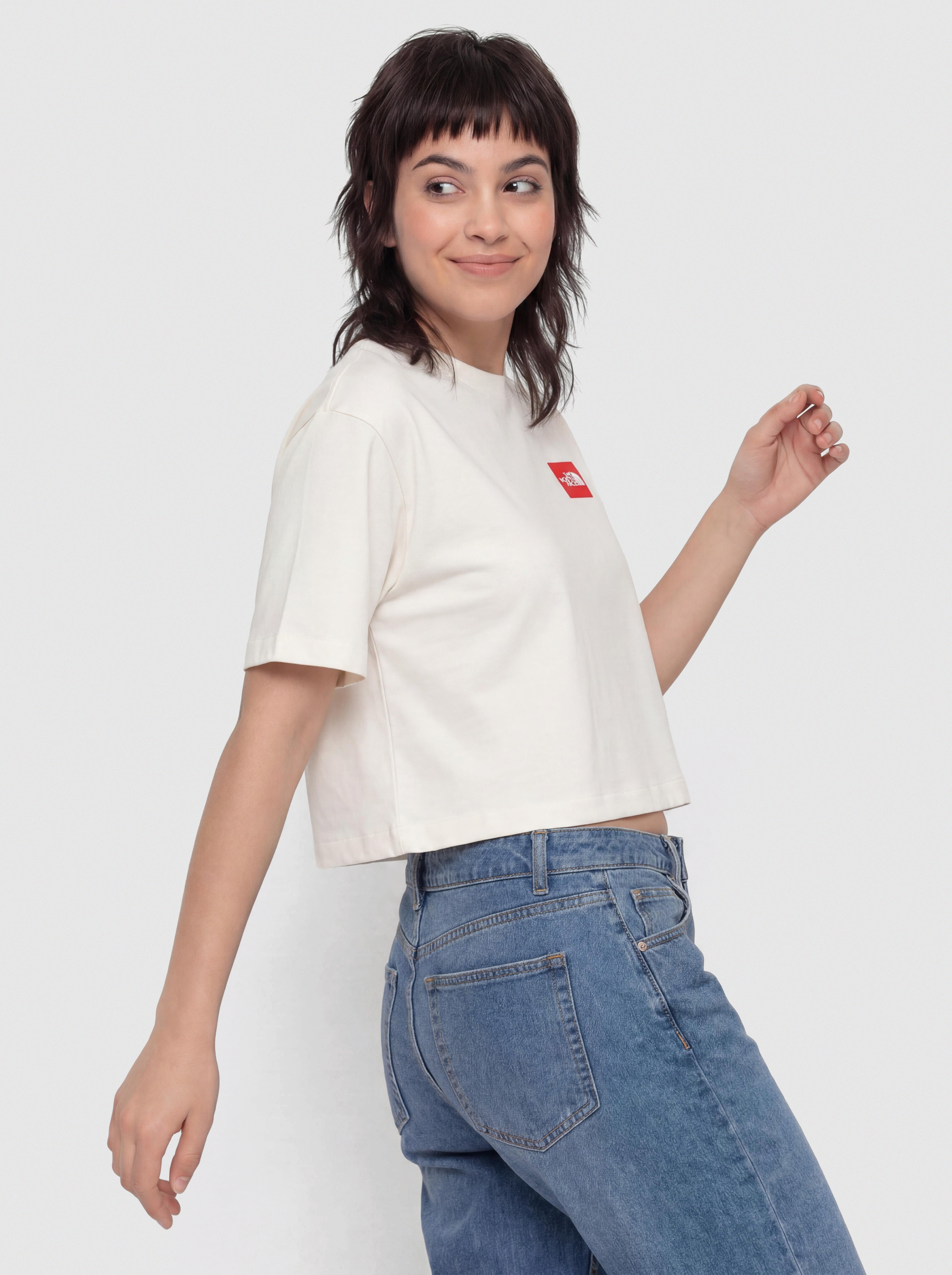 Tričko The North Face Tnf Red Box Boxy Wmn (white dune)
