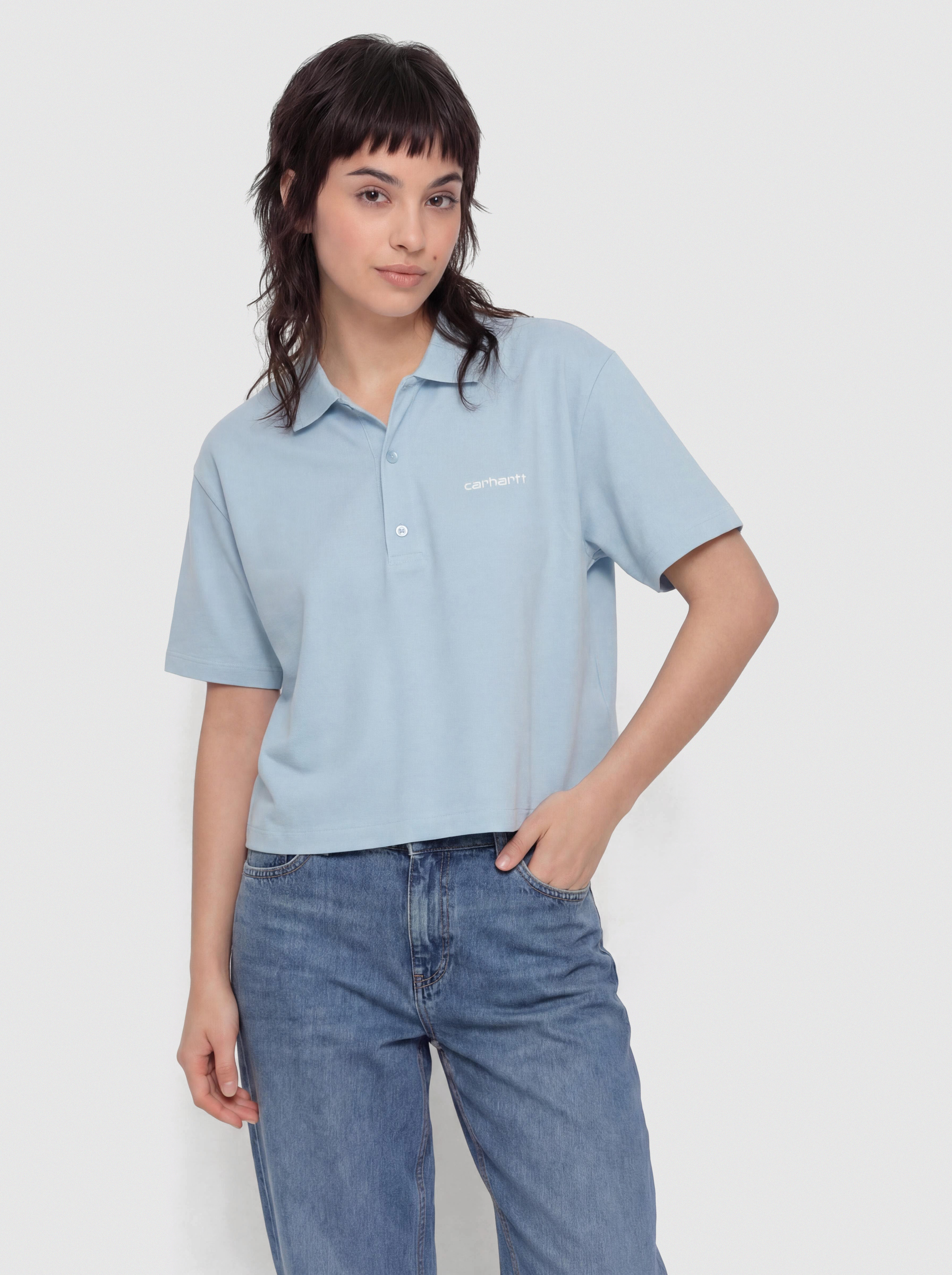 Tričko Carhartt WIP Script Polo Wmn (icaria/white)
