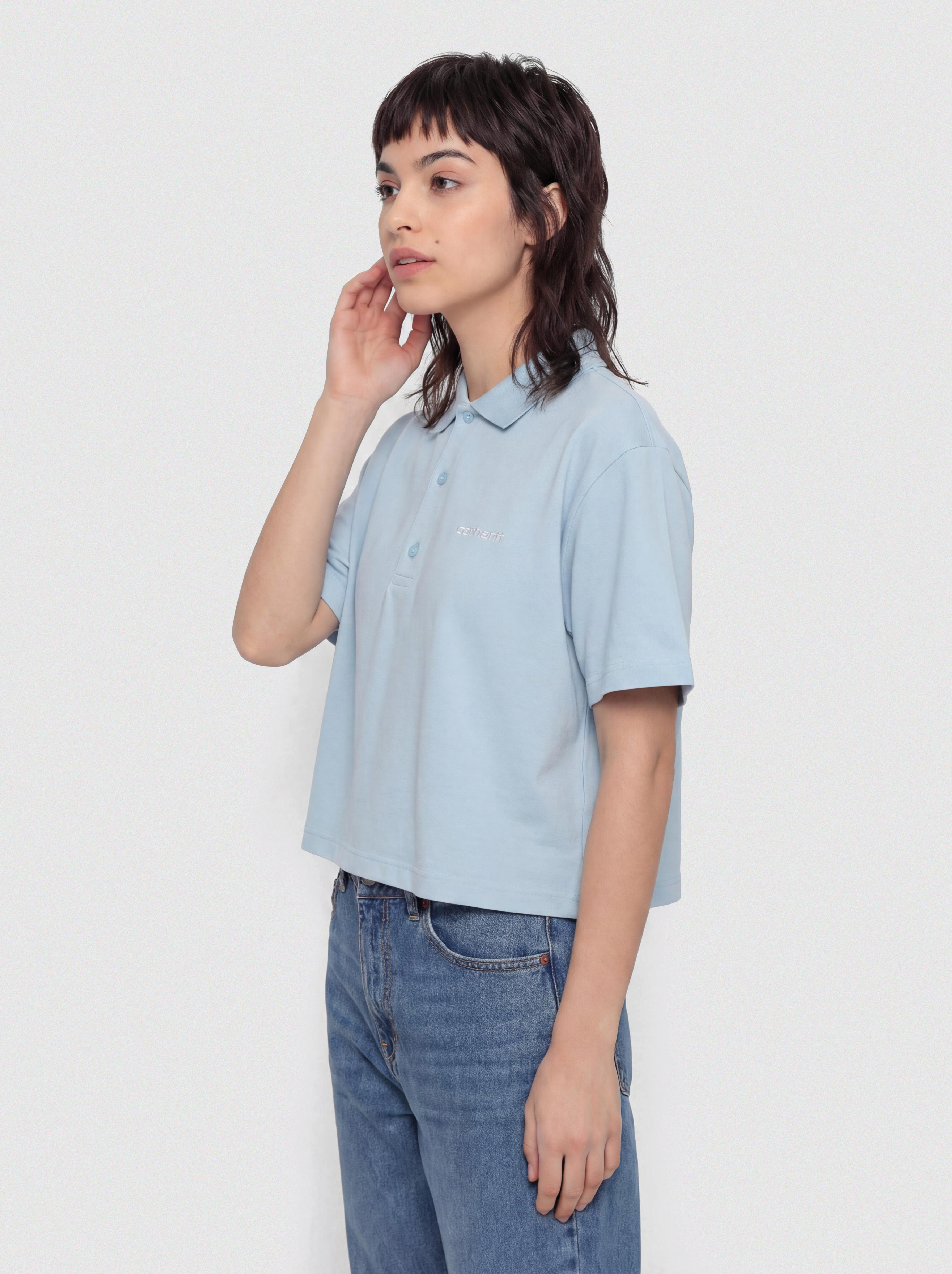 Tričko Carhartt WIP Script Polo Wmn (icaria/white)