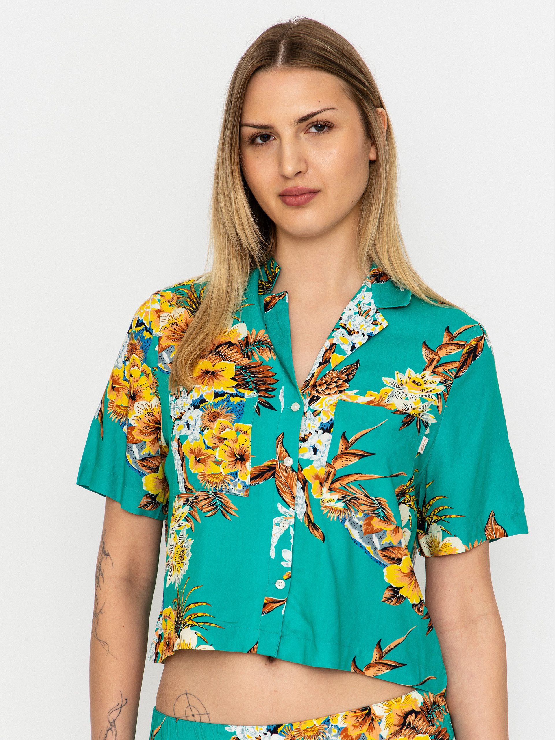 Košeľa Brixton Campos Button Down Wmn (retro green flor campos)