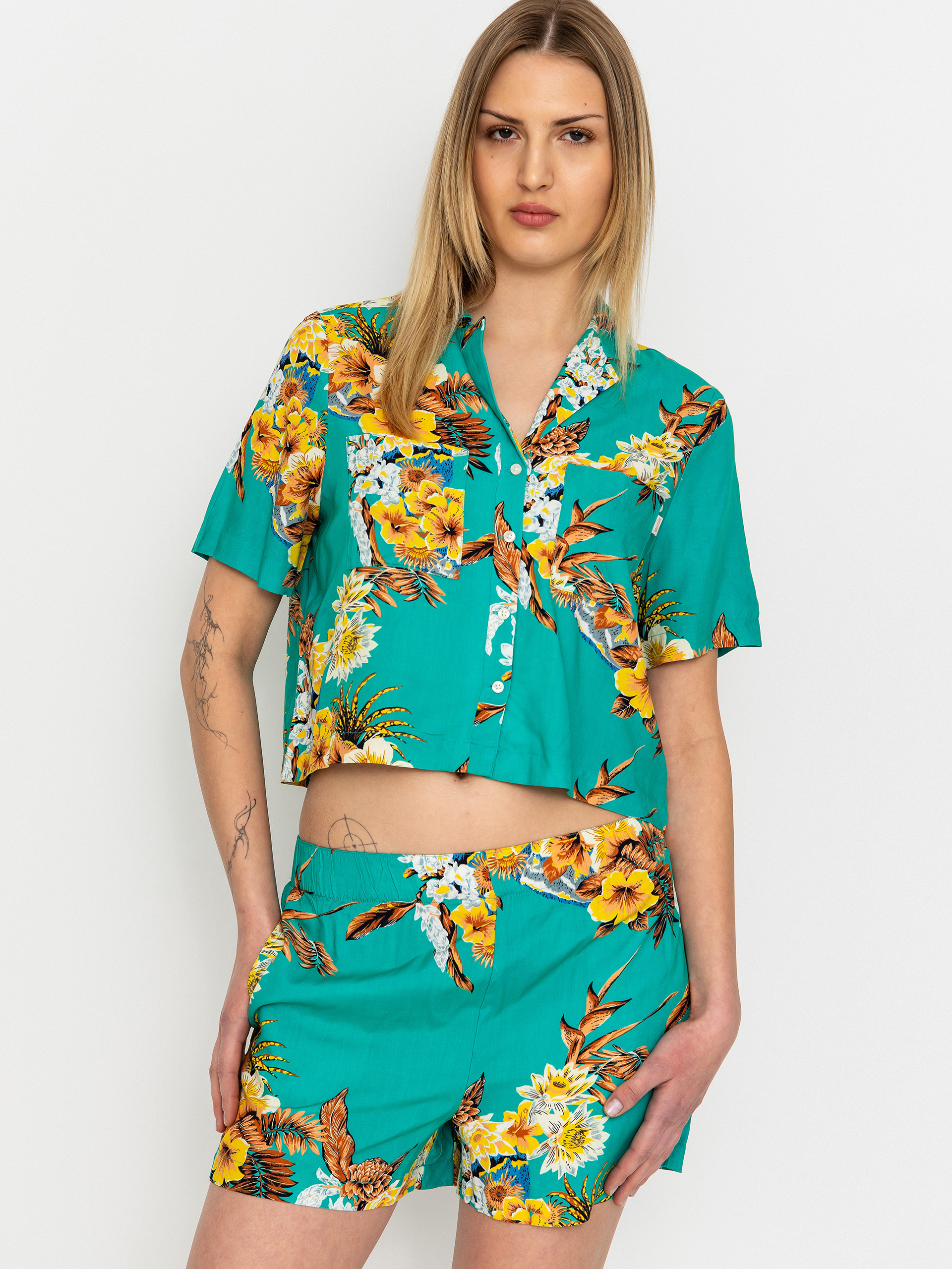 Košeľa Brixton Campos Button Down Wmn (retro green flor campos)
