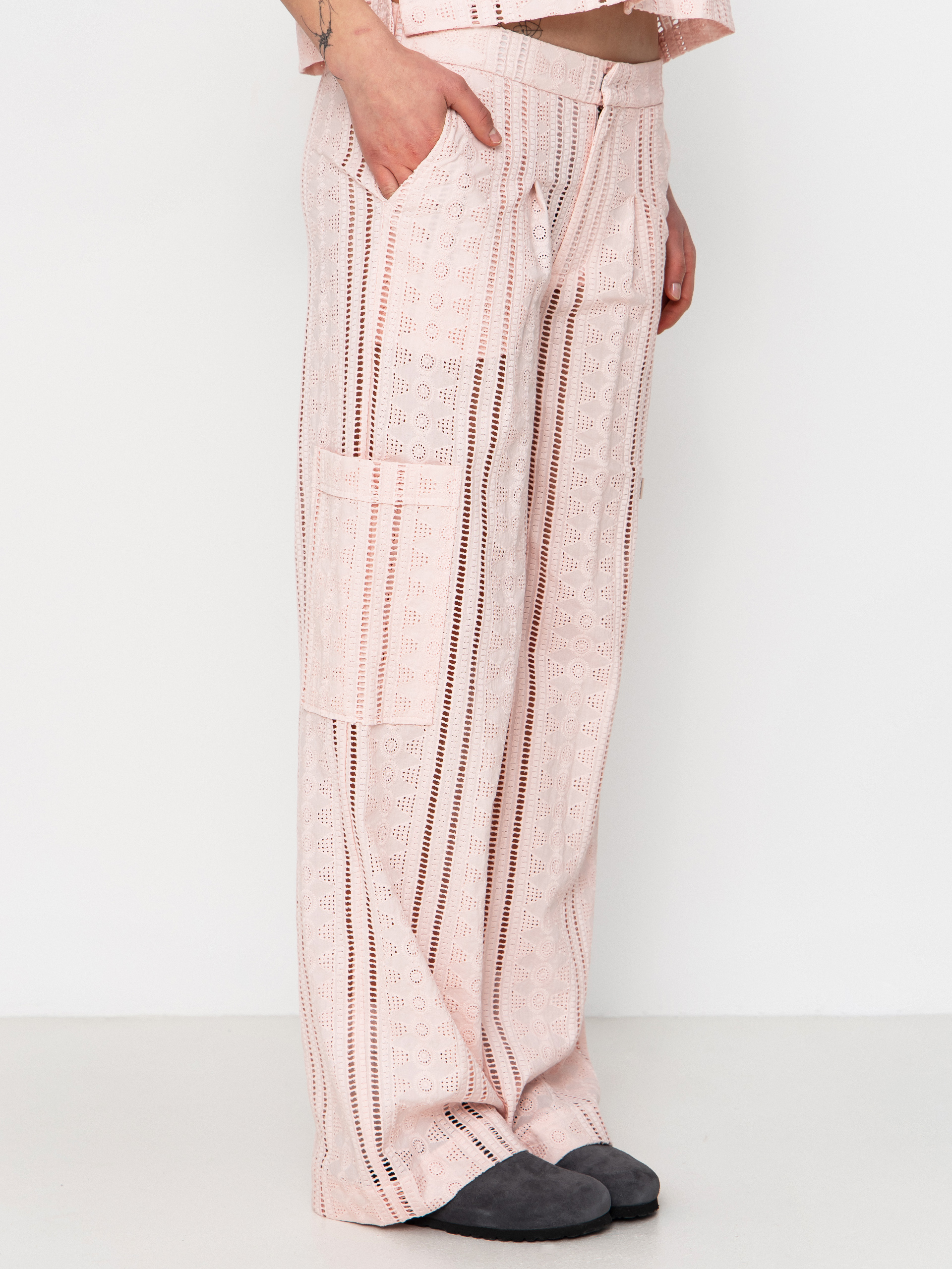 Nohavice Brixton The Mercer Wide Leg Trouser Wmn (chalk pink)