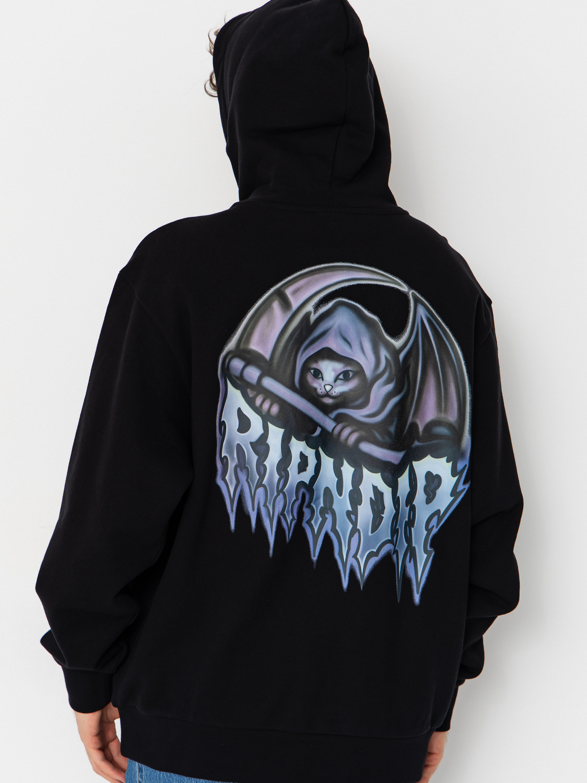 Mikina s kapucňou RipNDip Out Of Time HD (black wash)