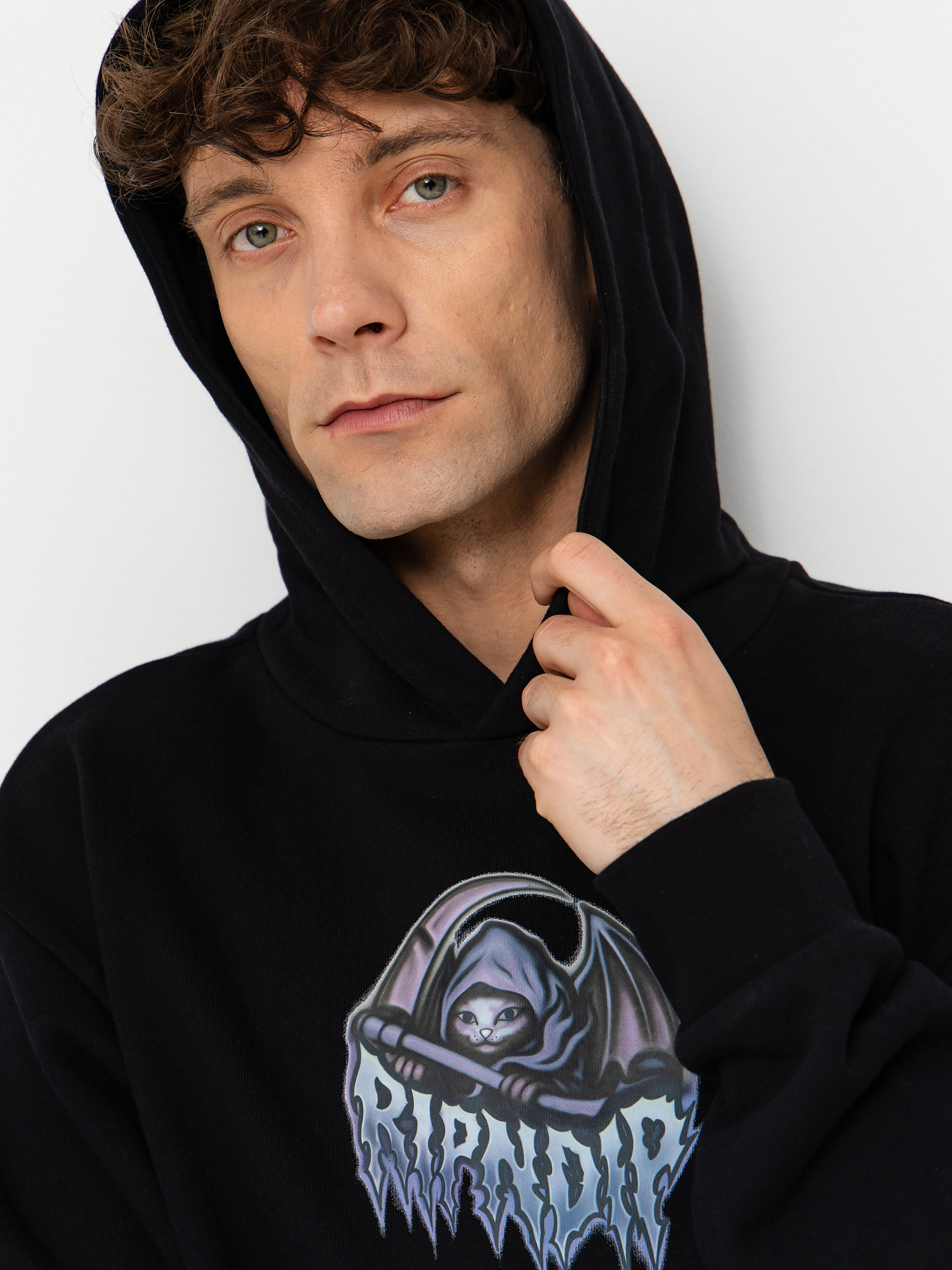 Mikina s kapucňou RipNDip Out Of Time HD (black wash)