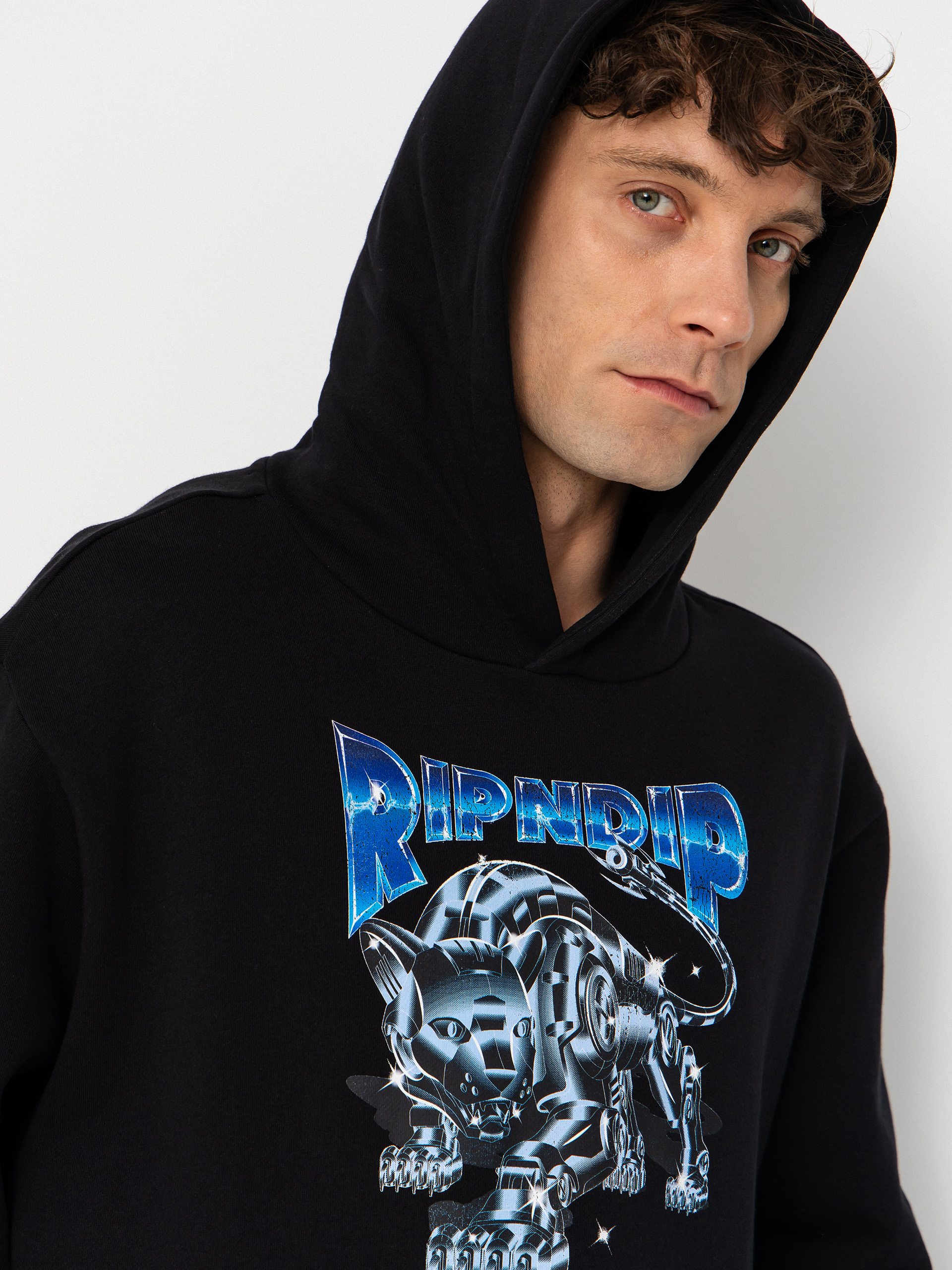 Mikina s kapucňou RipNDip Cyborg HD (black wash)