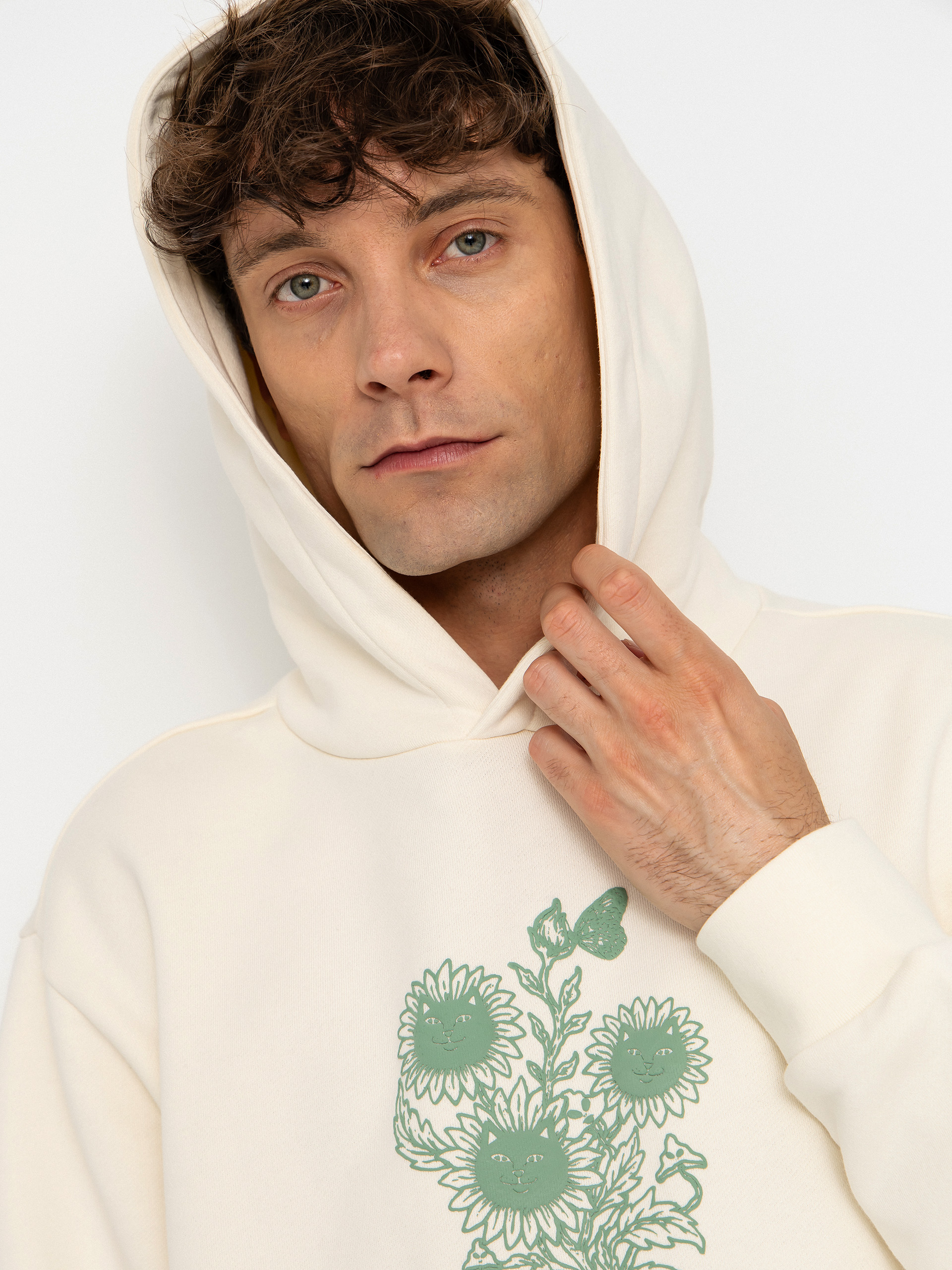 Mikina s kapucňou RipNDip Where The Flowers Bloom HD (bone)